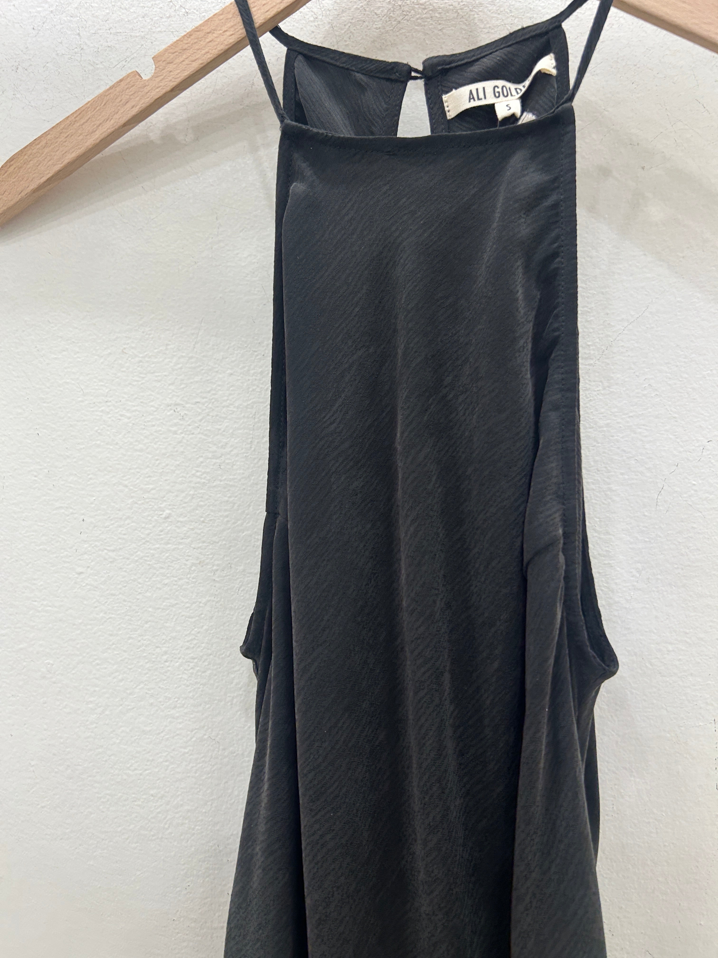 SAMPLE - HIGH NECK BIAS DRESS - SUEDED BLACK