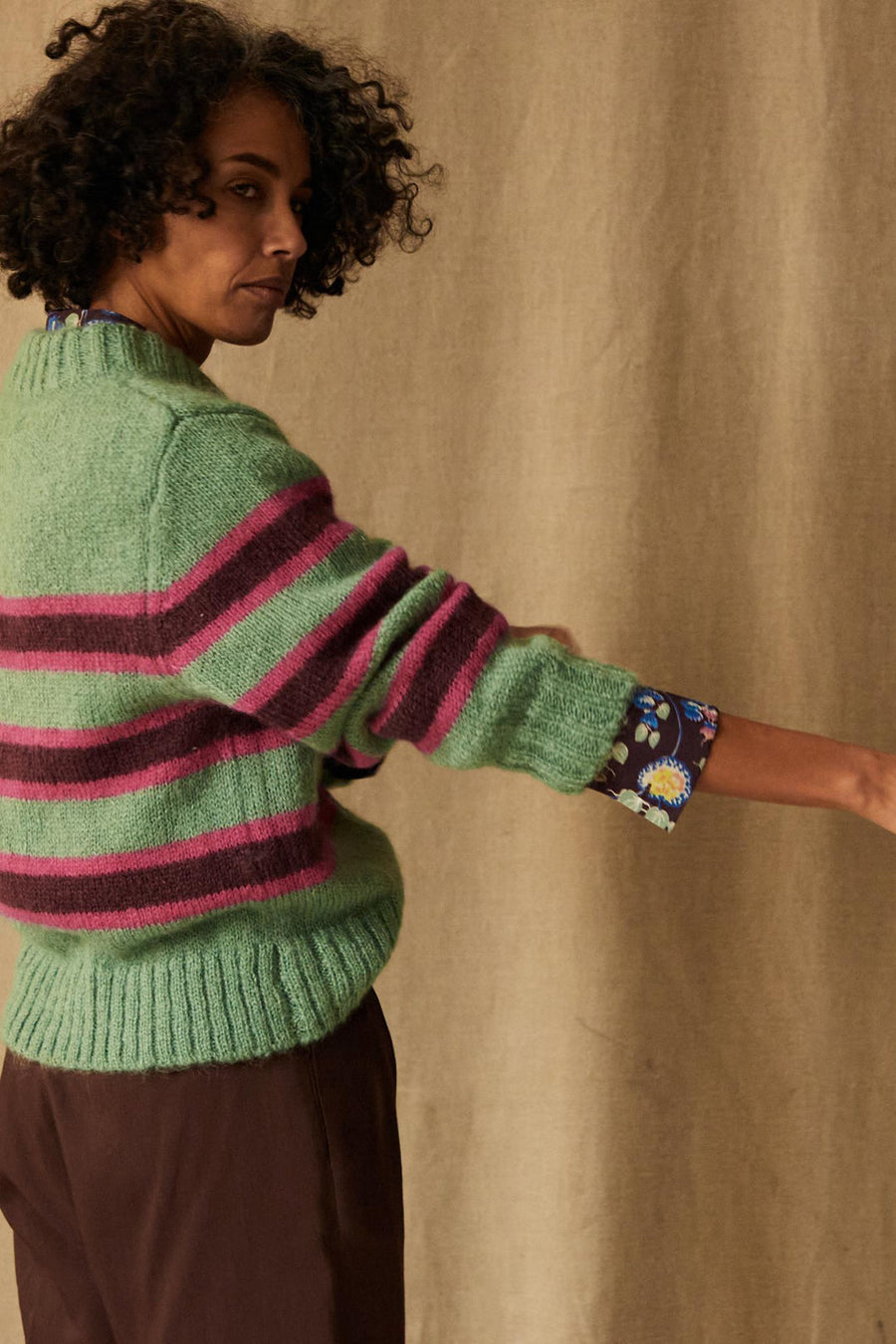 FLETCHER SWEATER - SEAFOAM STRIPE MOHAIR