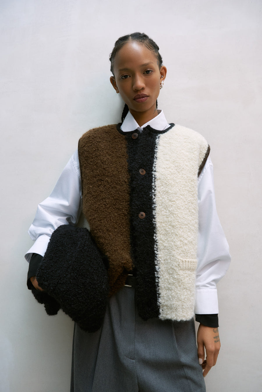 WOOL & MOHAIR WAISTCOAT - COLORBLOCK