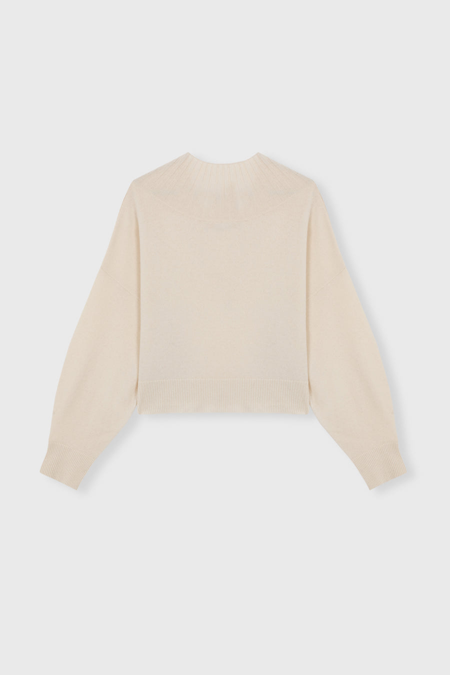 CASHMERE RIBBED NECK SWEATER - NATURAL