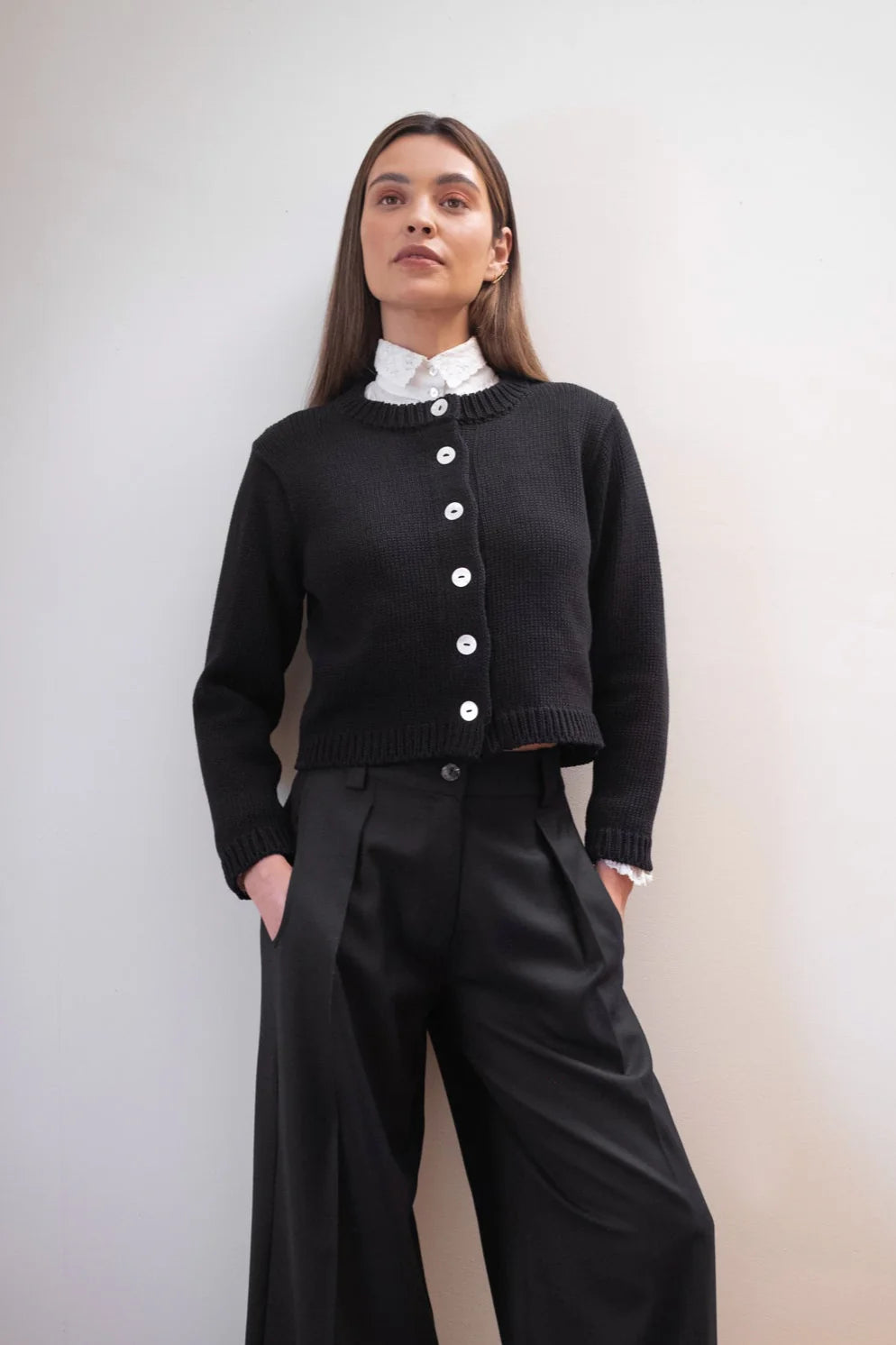 CHUNKY COTTON CARDI - NOIR