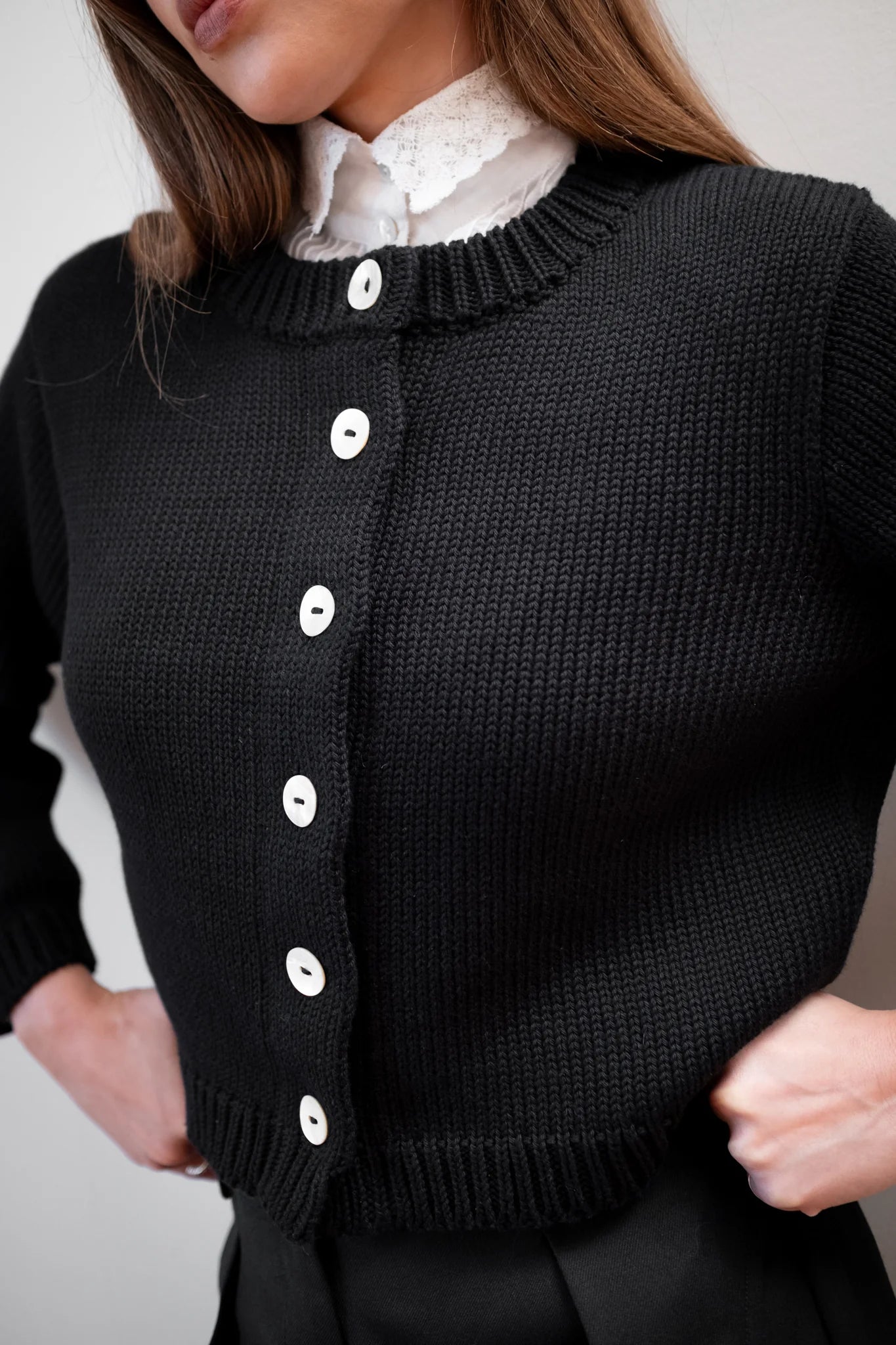 CHUNKY COTTON CARDI - NOIR