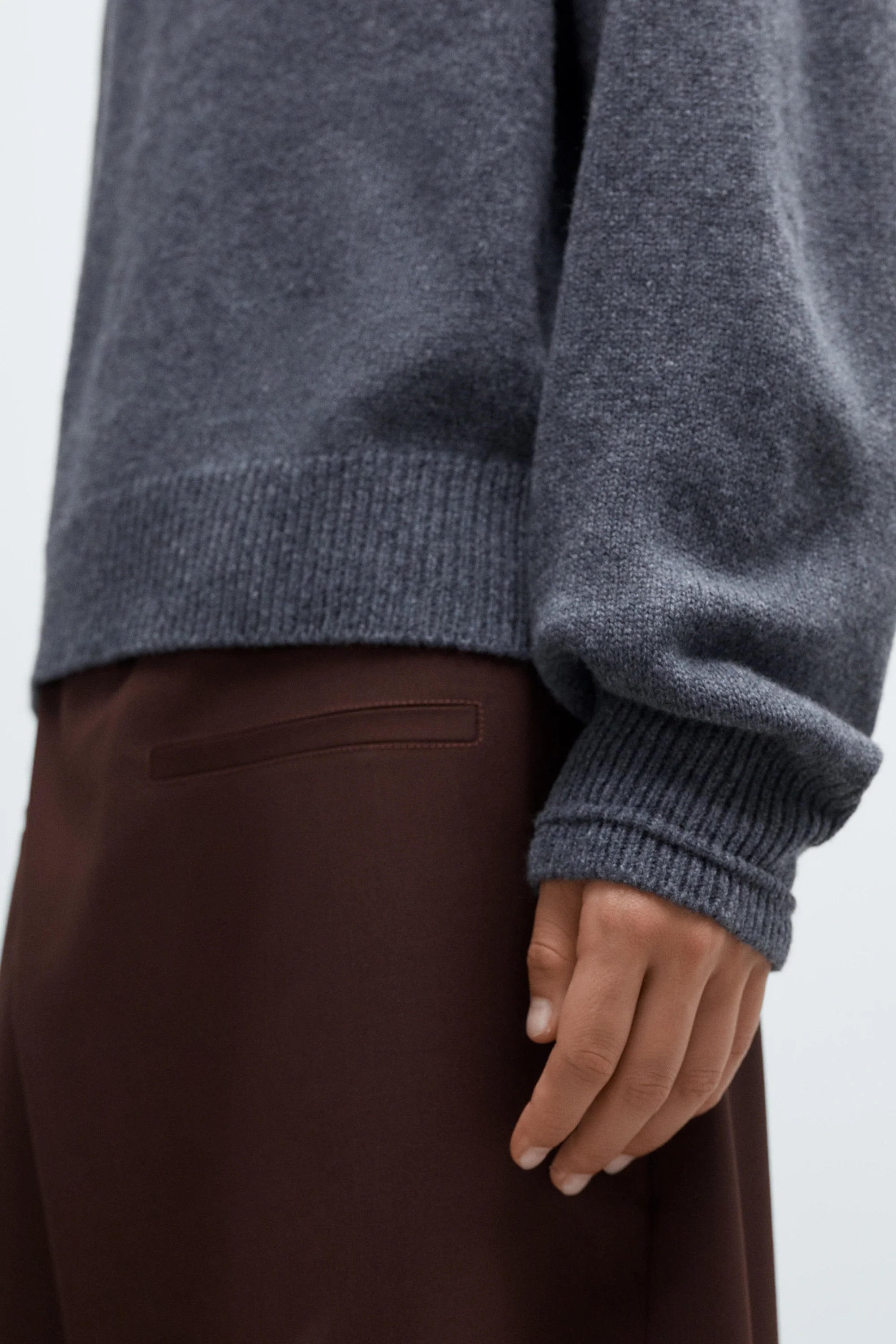 MERINO WOOL POLO SWEATER - GREY