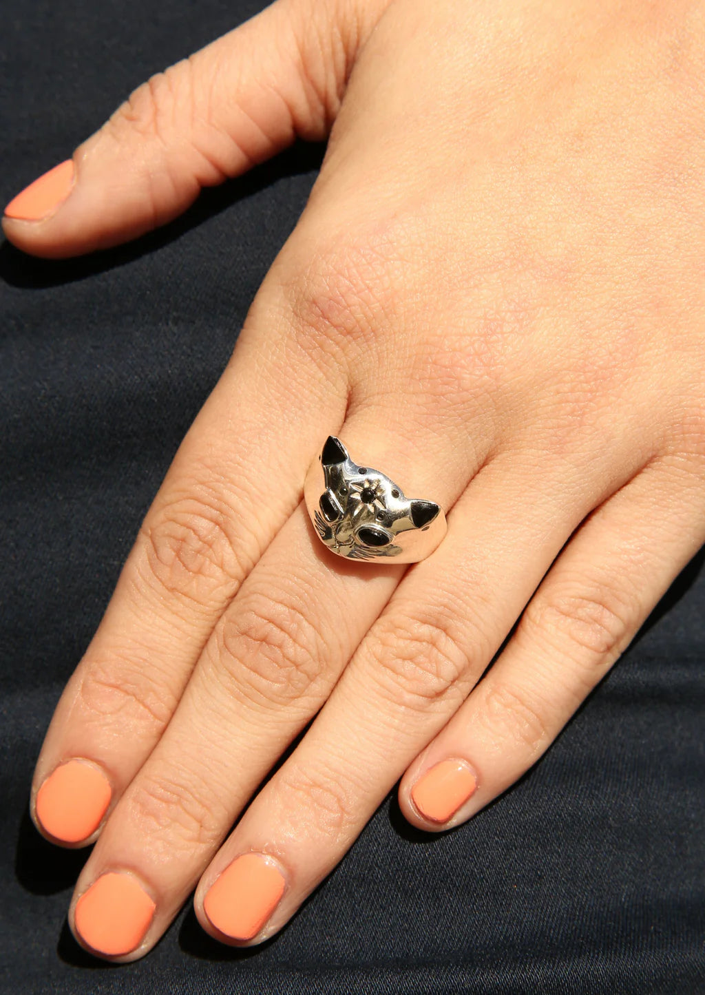 WILDCAT RING - STERLING SILVER & ONYX