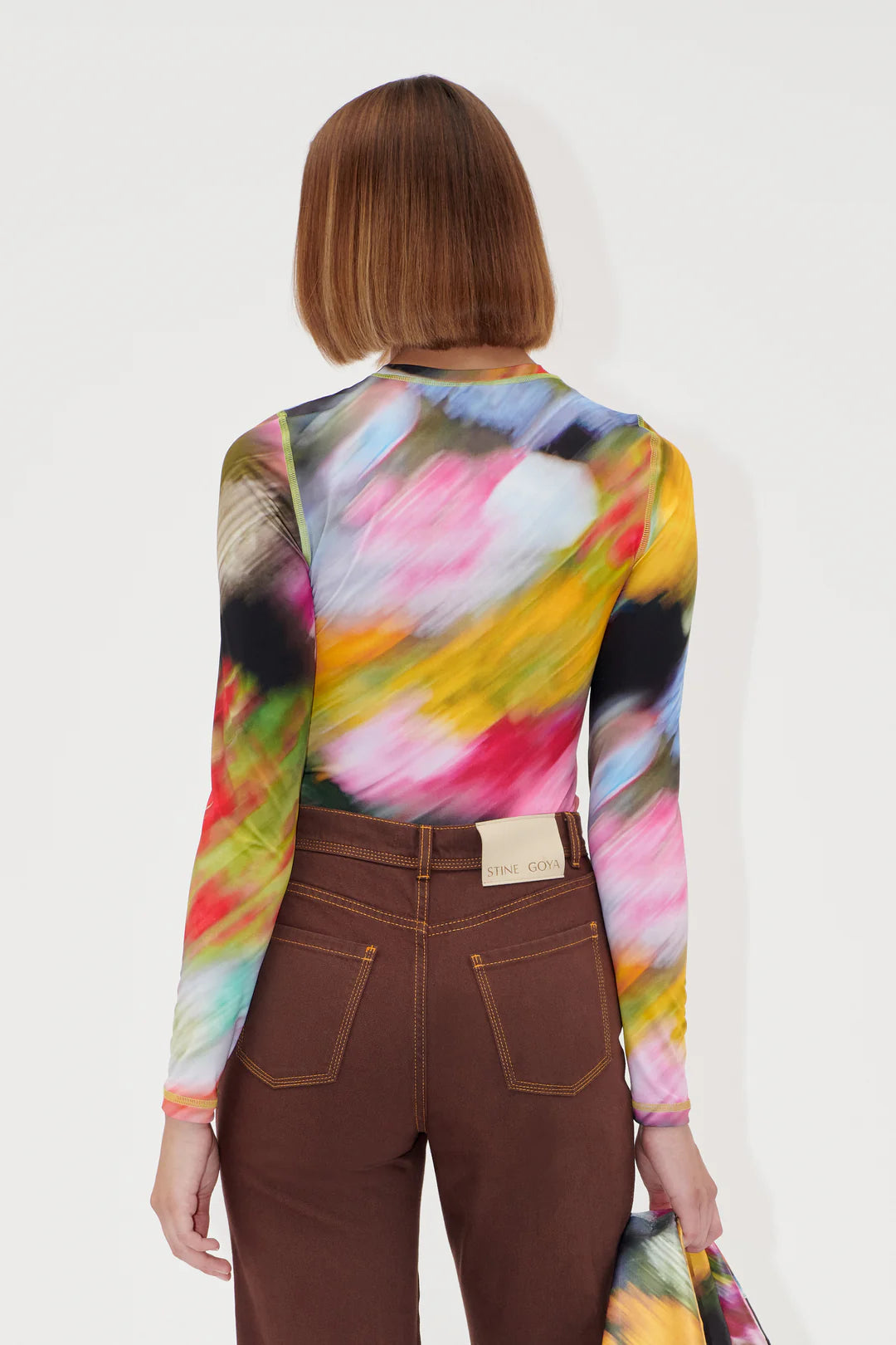 ELASTIC LONG SLEEVE TOP - LIQUID FLORAL
