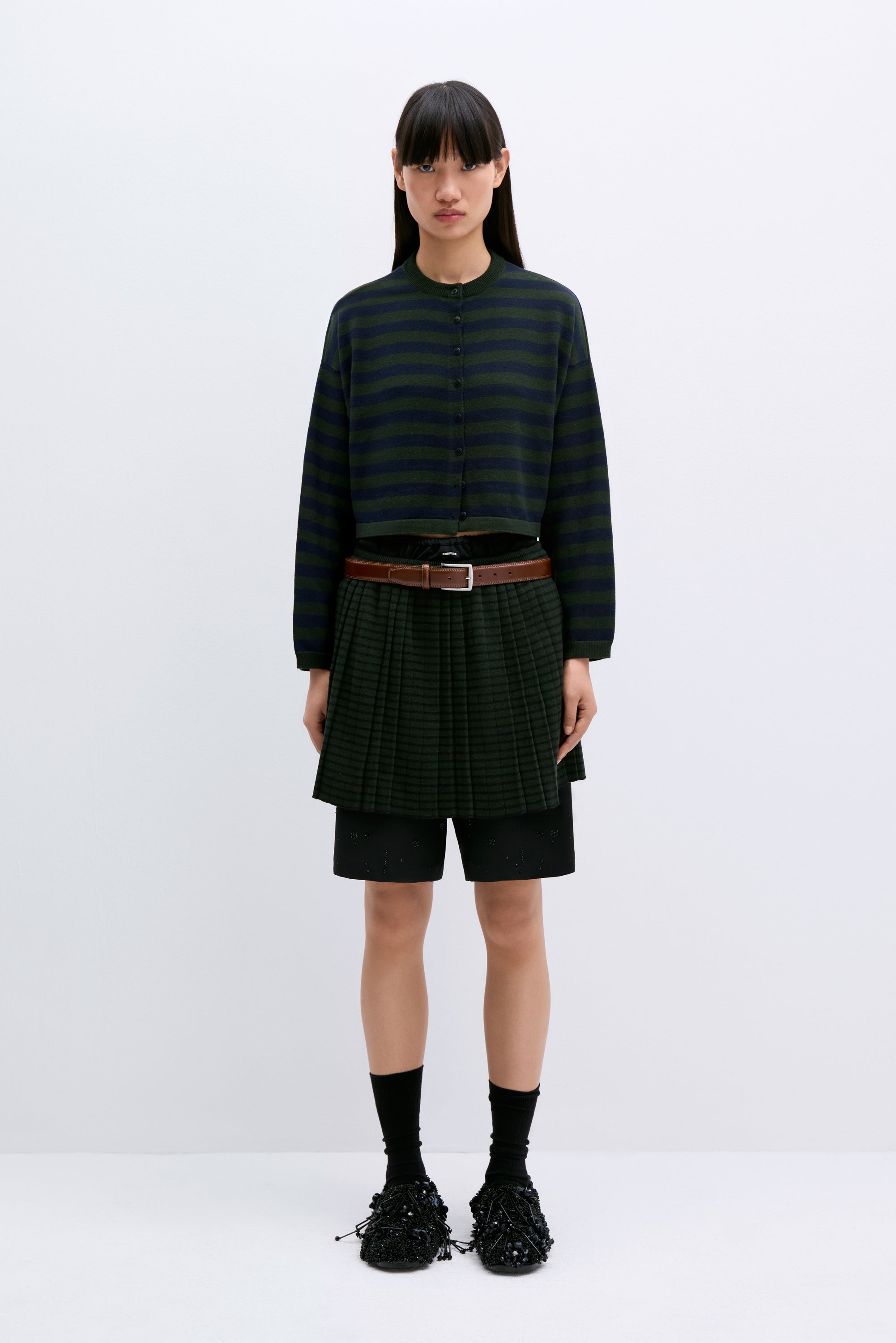 MERINO WOOL STRIPED MINI SKIRT