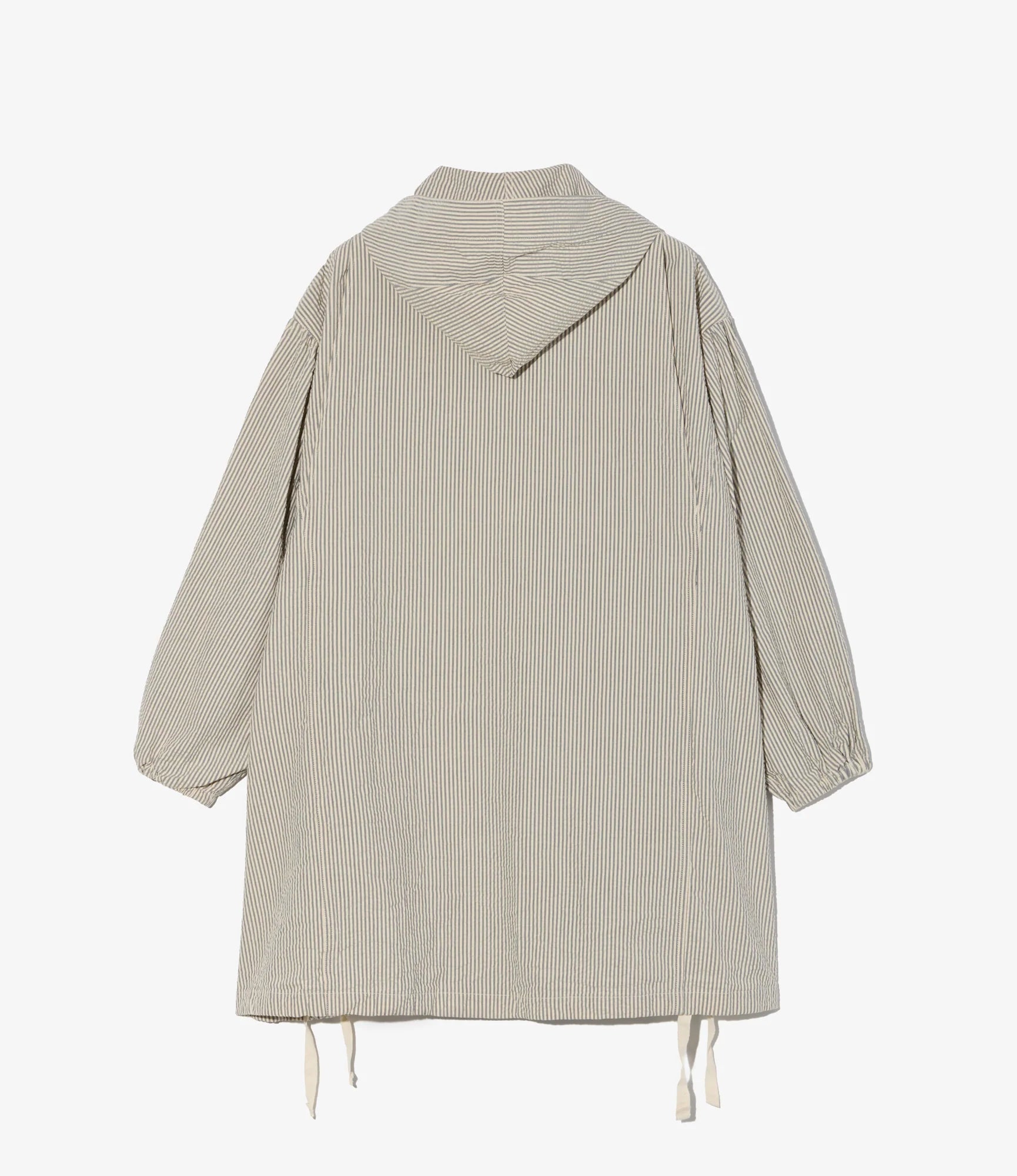 HOODED FIELD DRESS - NAVY/NATURAL SEERSUCKER