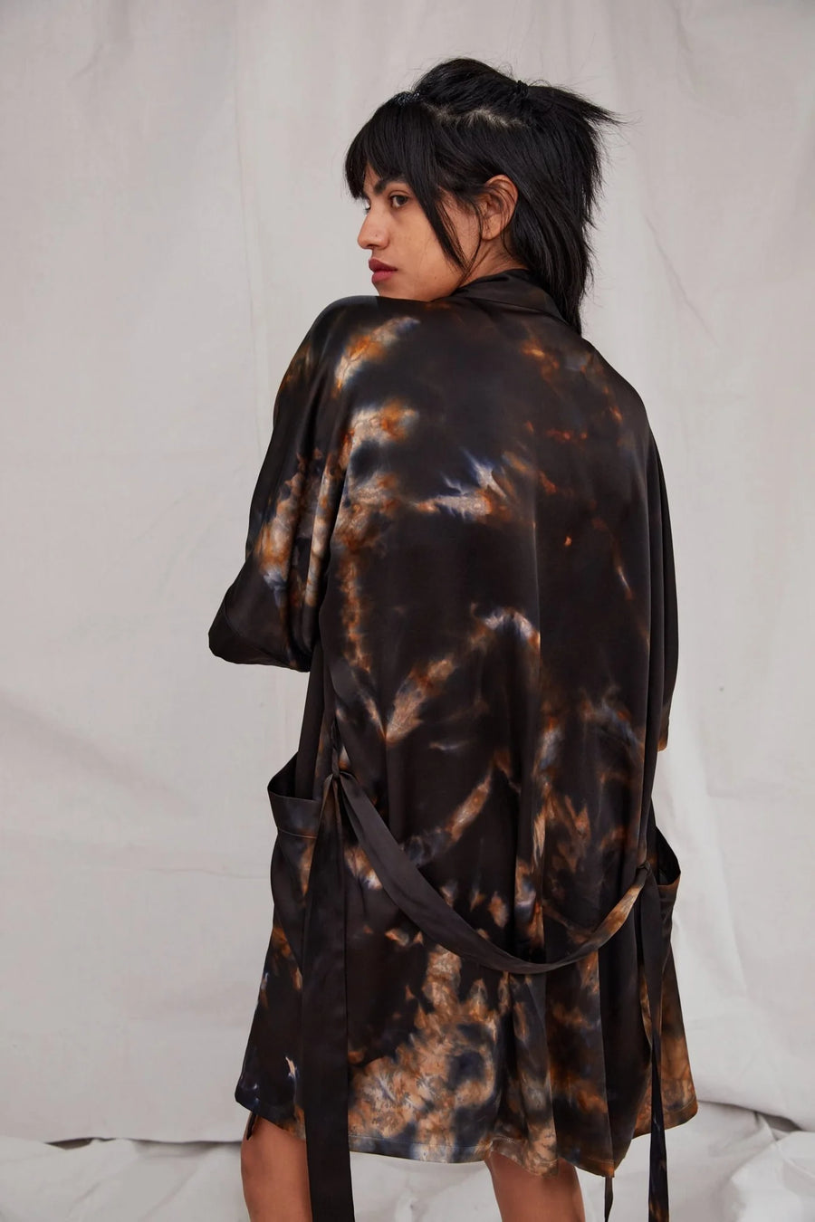 SILK DRESSING GOWN - OLIVE
