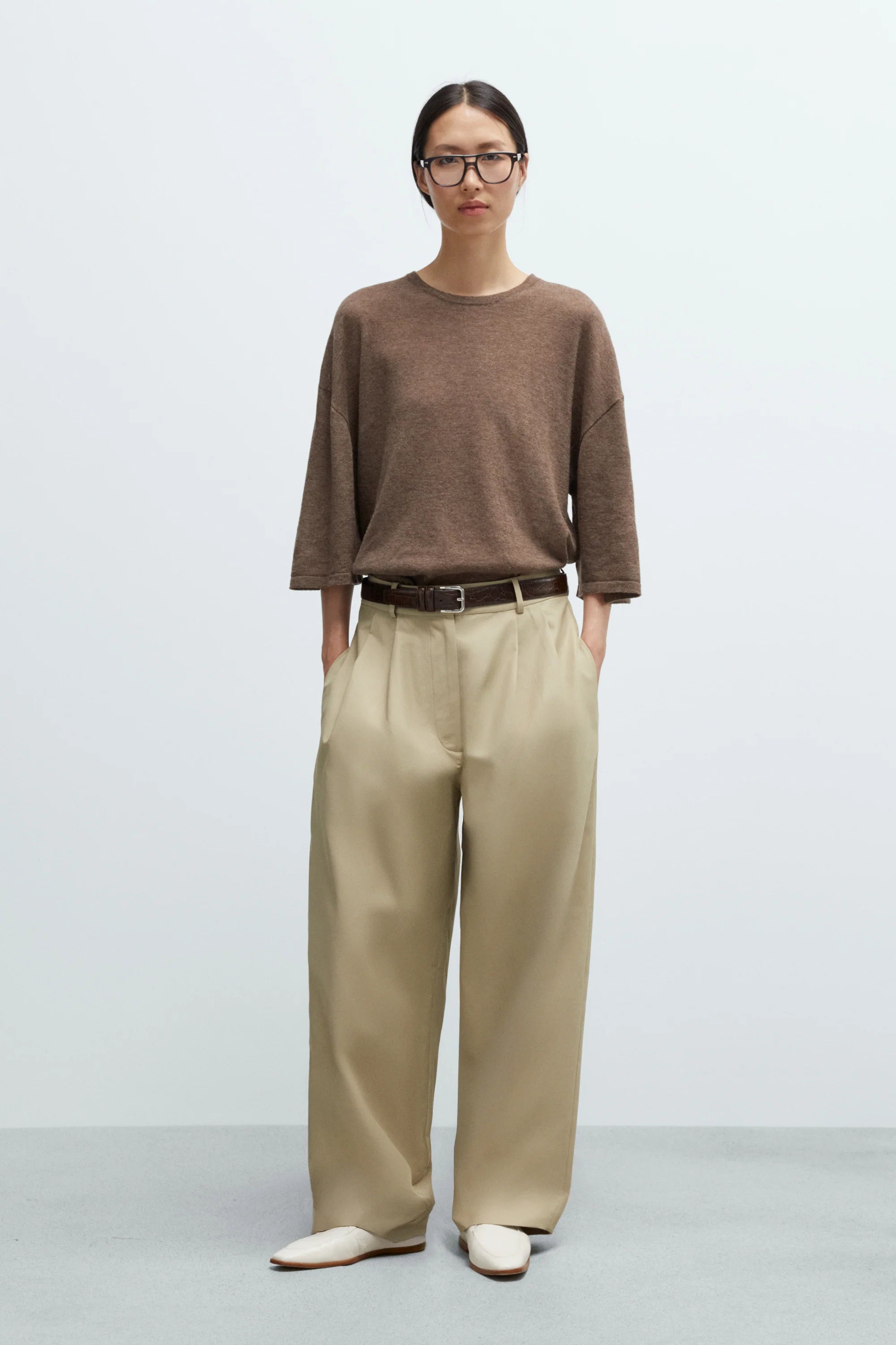 MERINO WOOL OVERSIZED T-SHIRT - DEEP TAUPE