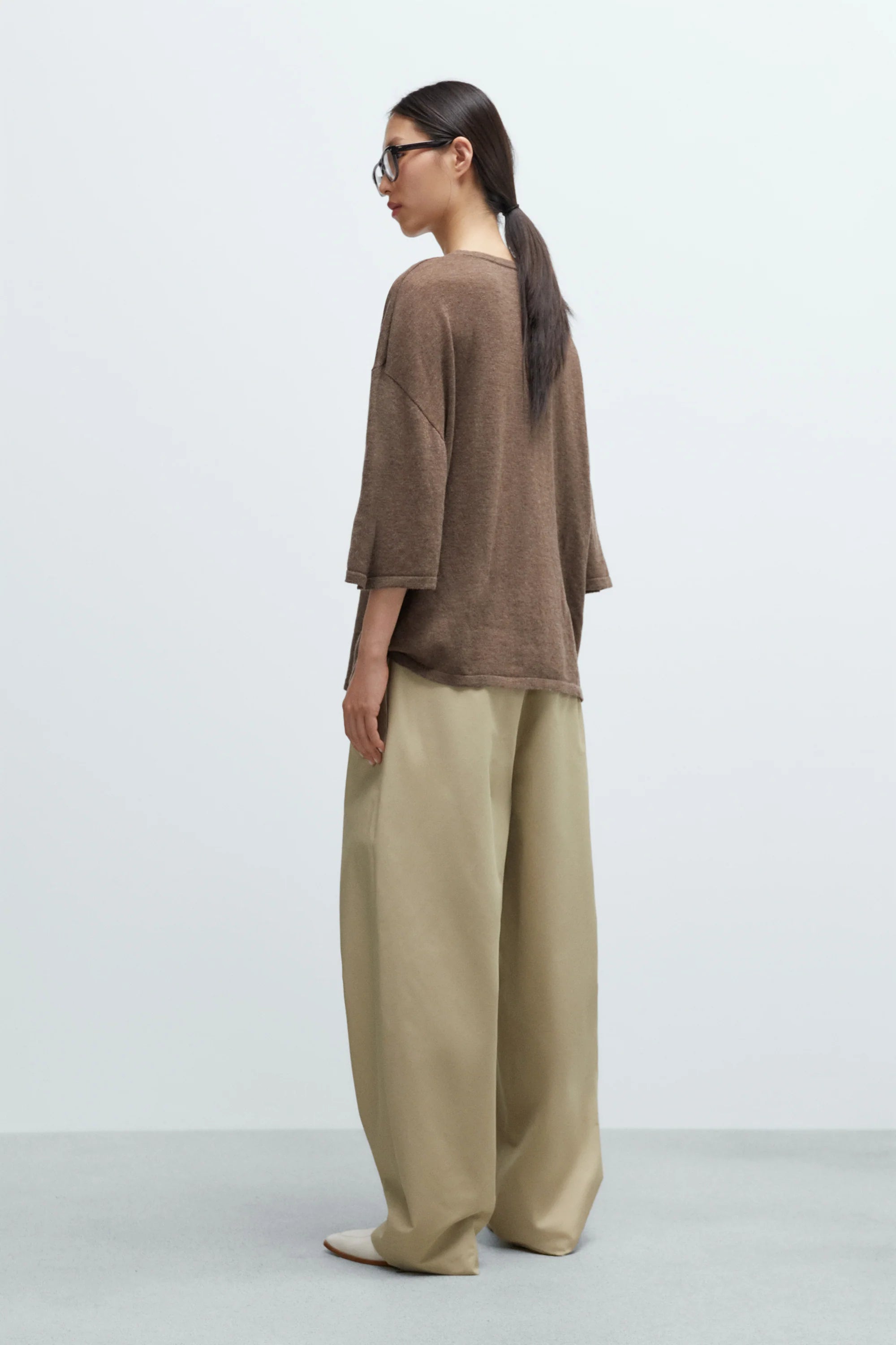 MERINO WOOL OVERSIZED T-SHIRT - DEEP TAUPE
