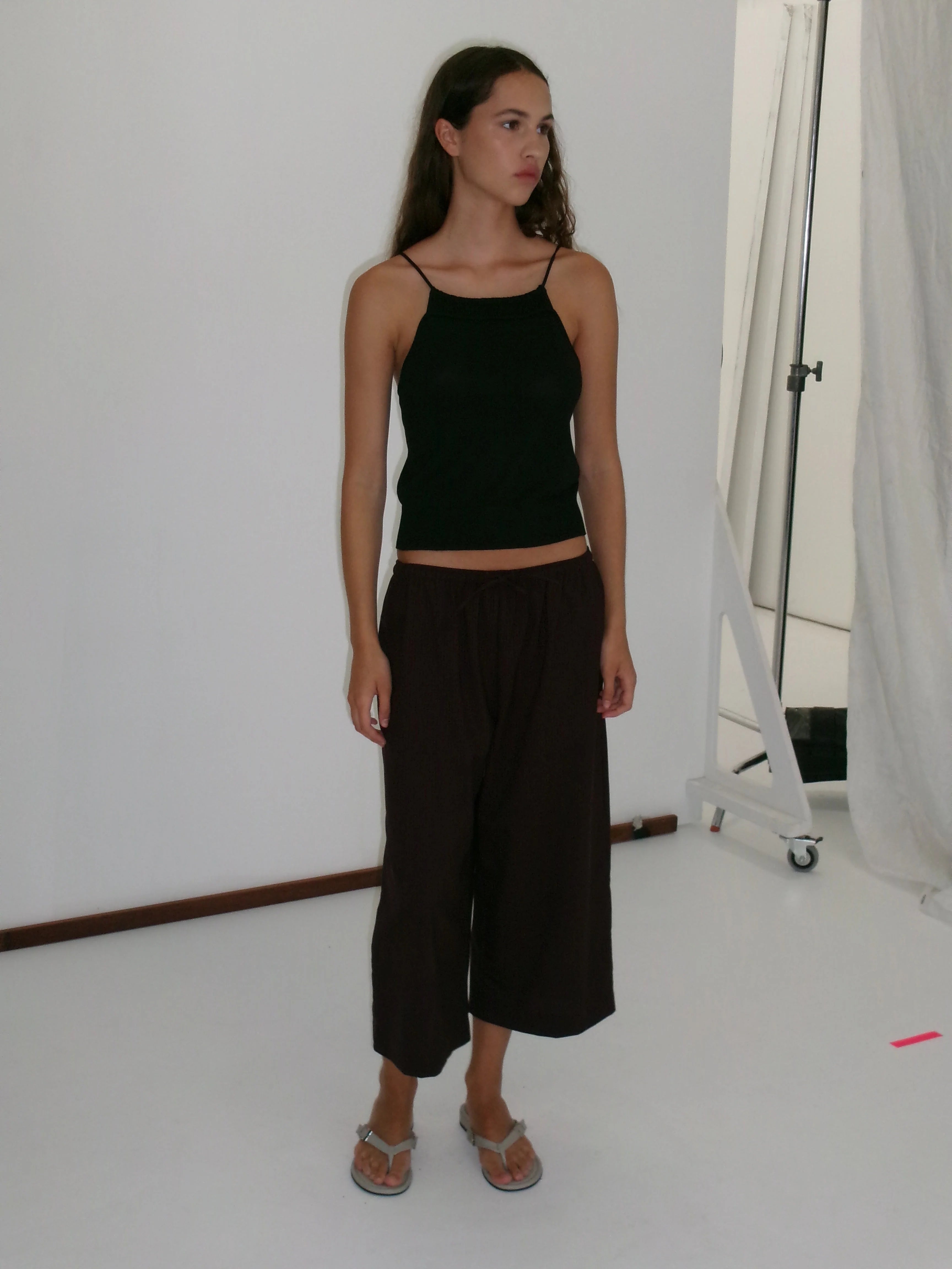 DRAWCORD CULOTTE - BURGUNDY BROWN STRIPE