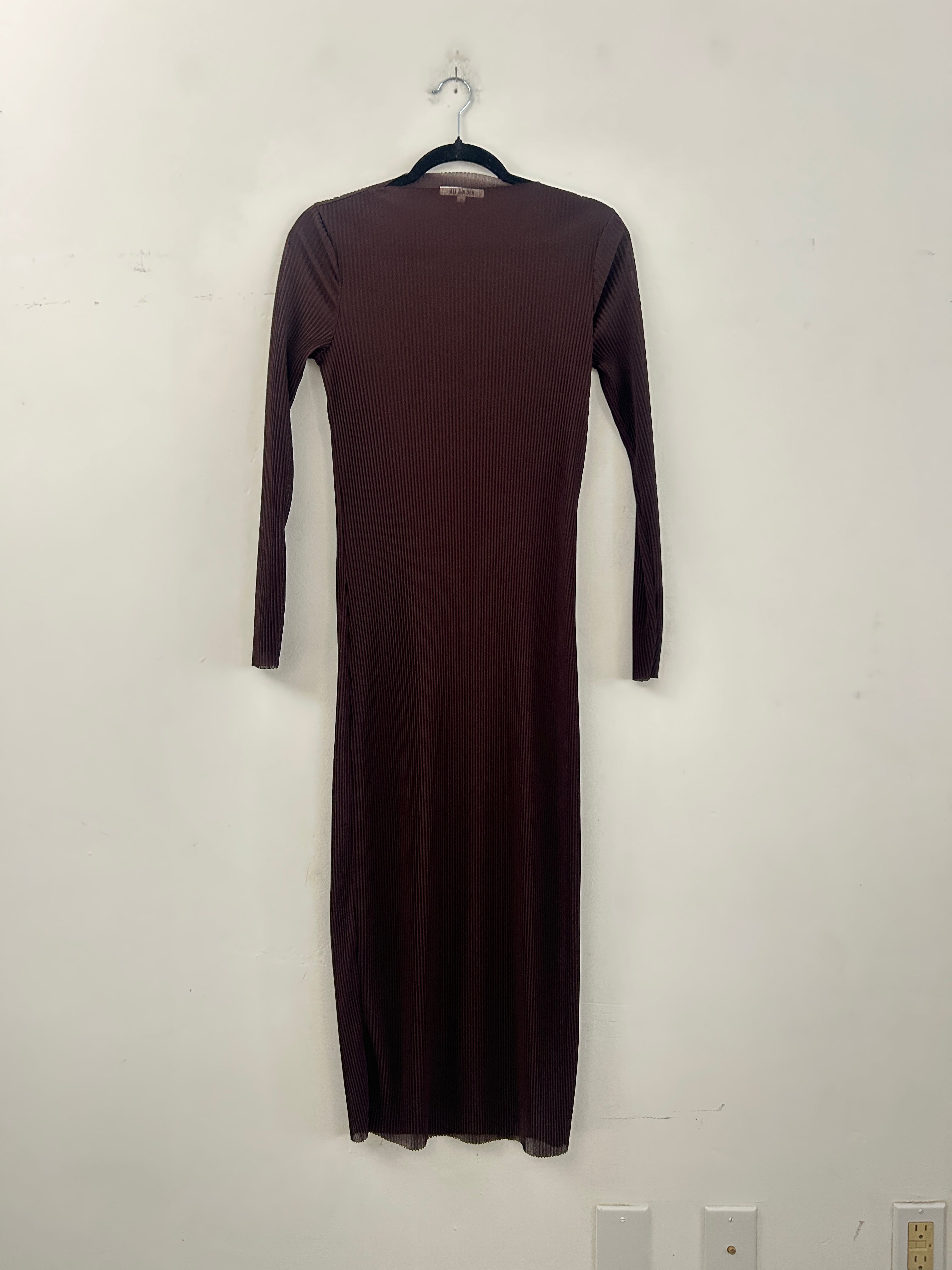 SAMPLE - THICK PLEATED MESH DRESS - PLUM