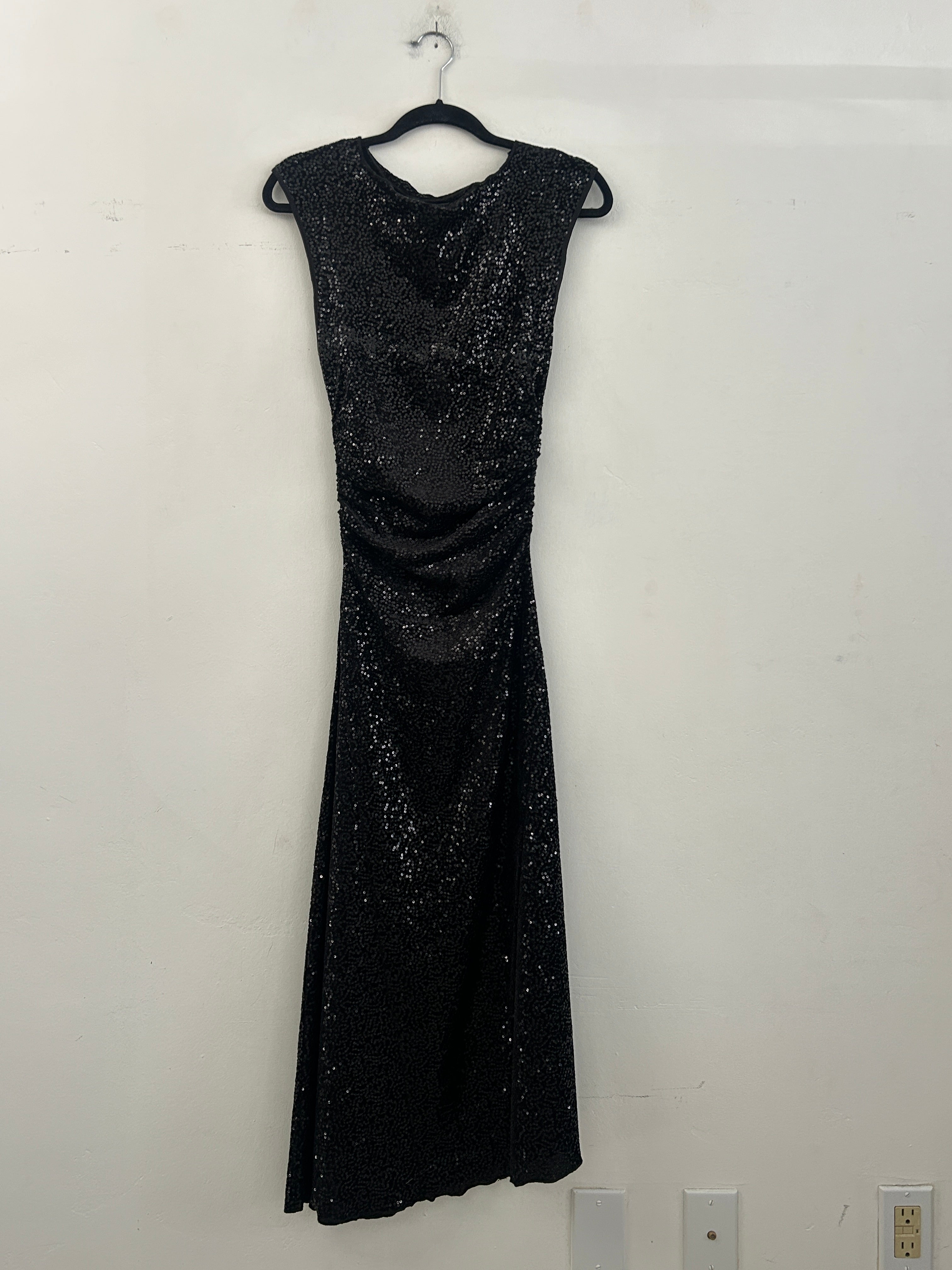 SAMPLE - HIGH NECK STRETCH DRESS - BLACK SEQUINS