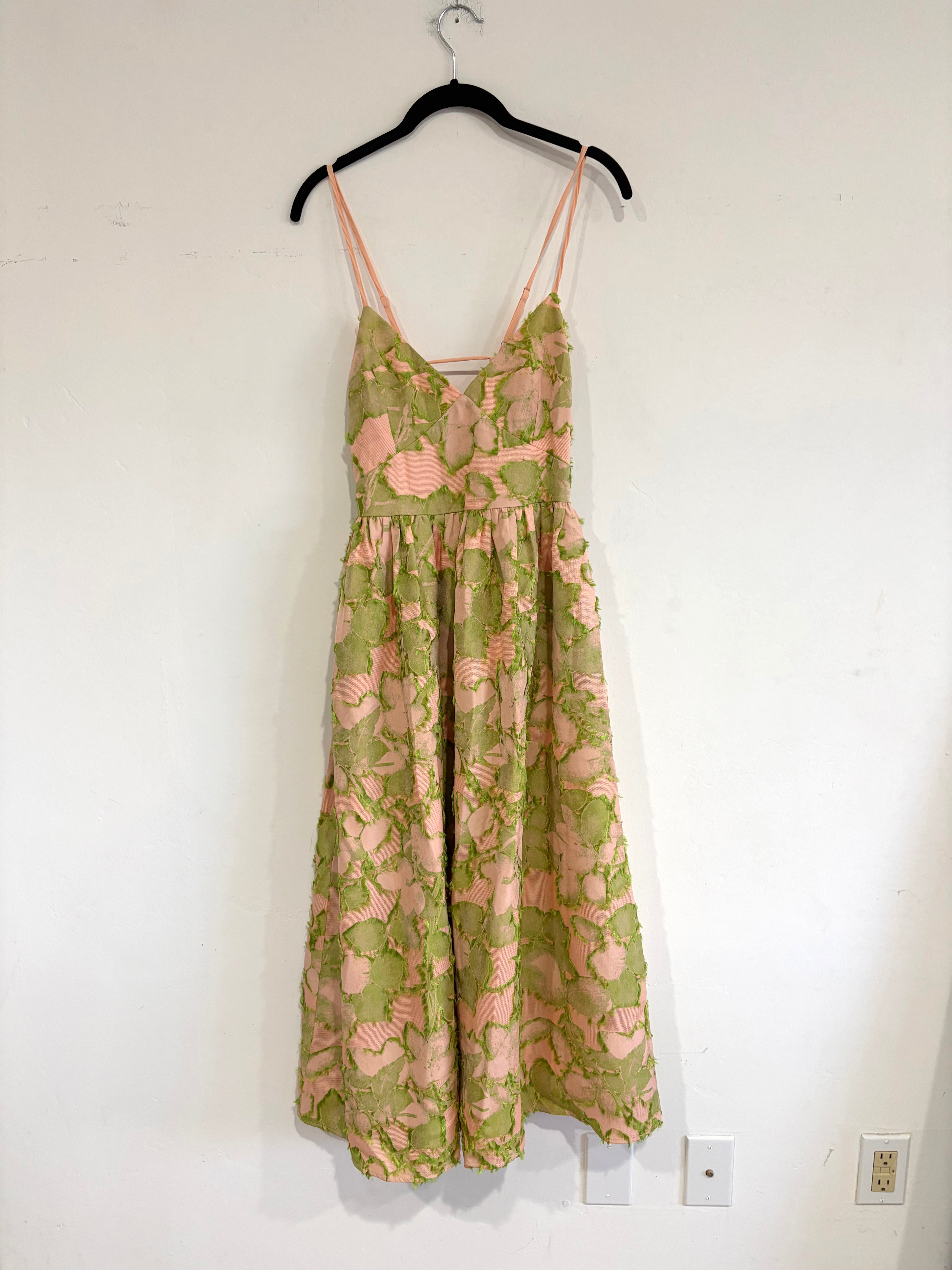 SAMPLE - TIE BACK MIDI DRESS - LIME/PINK FLORAL