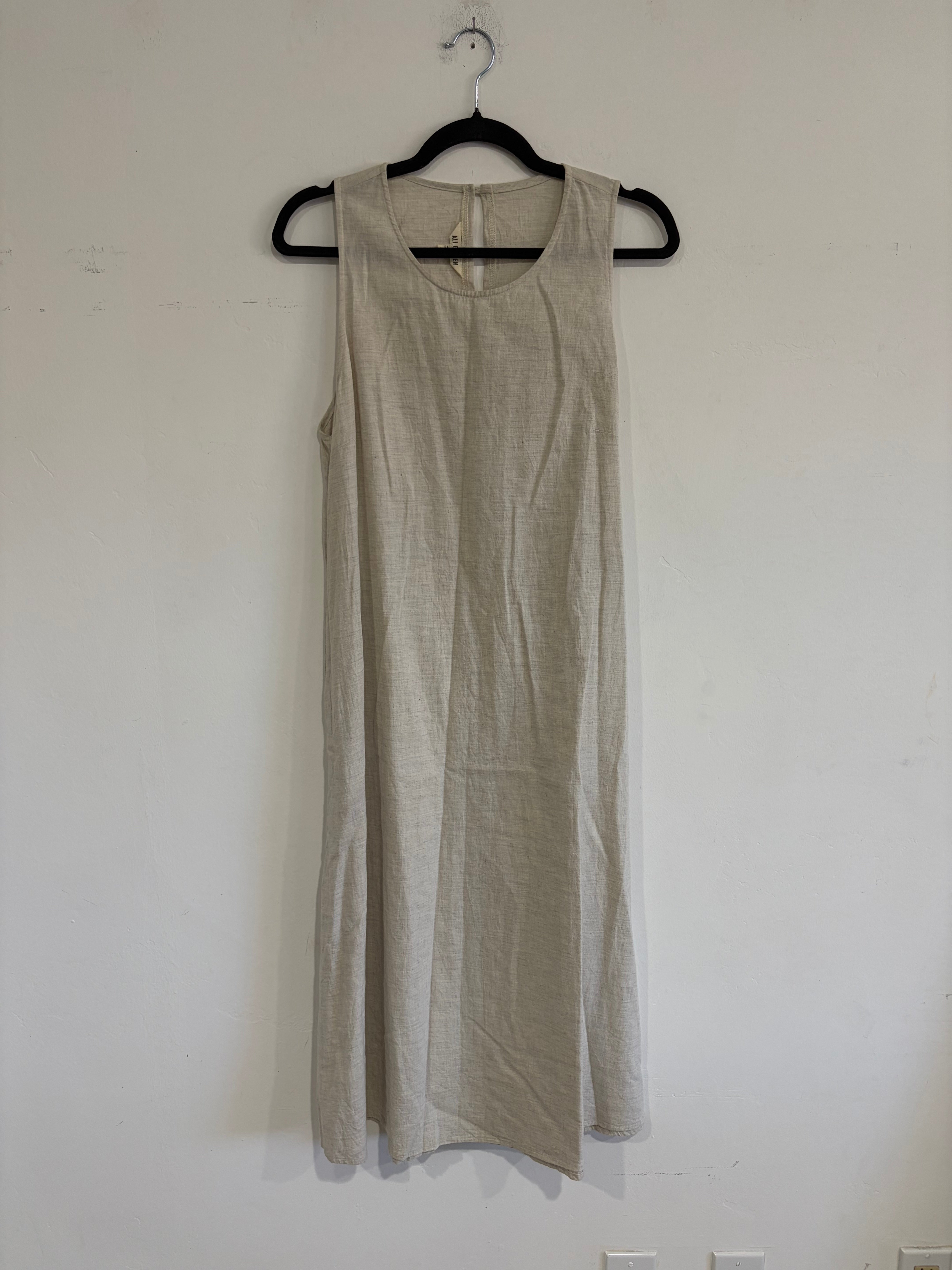 SAMPLE - LINEN CREW NECK TANK DRESS - NATURAL