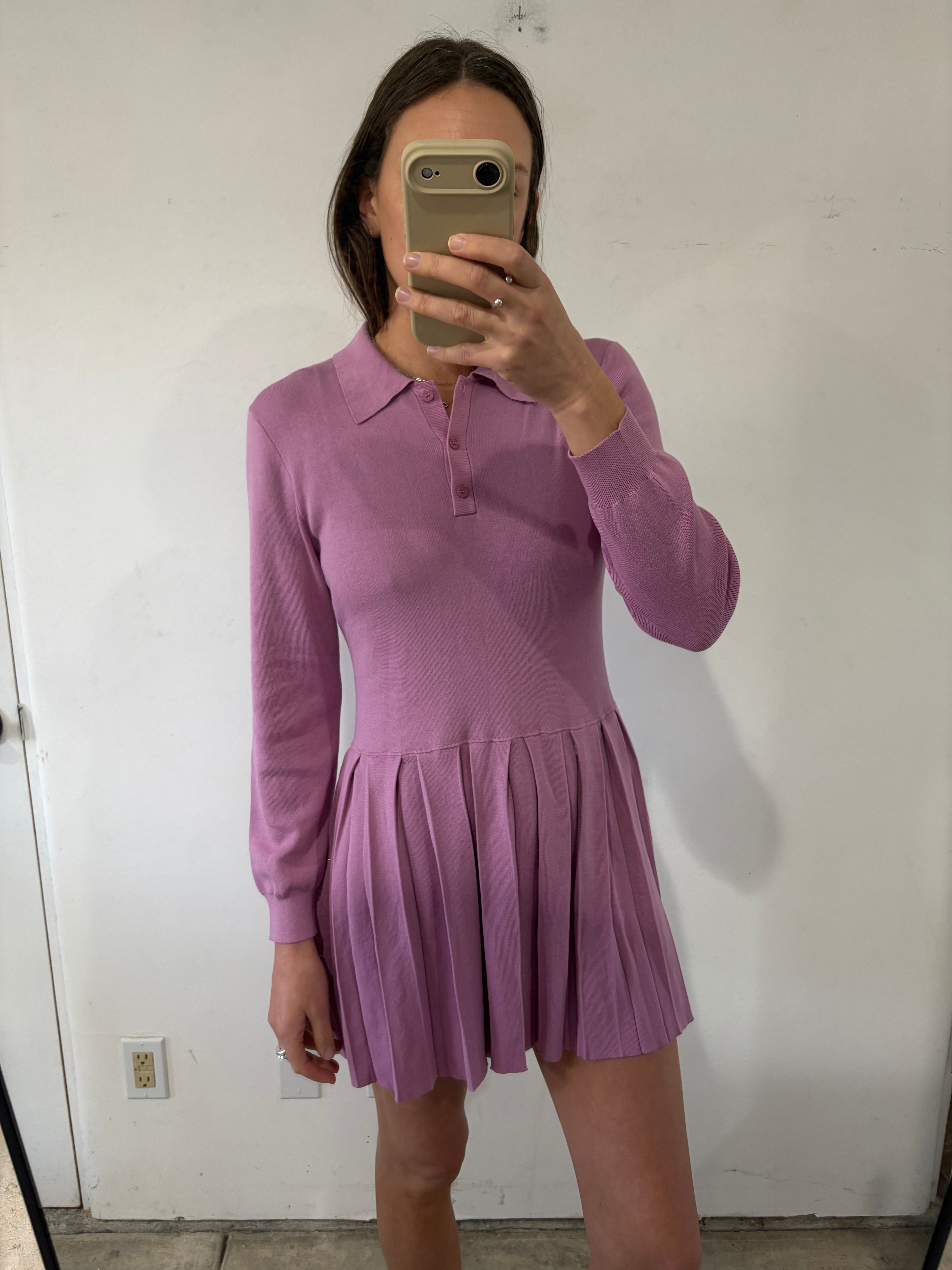 SAMPLE - KNIT POLO DRESS - MAUVE