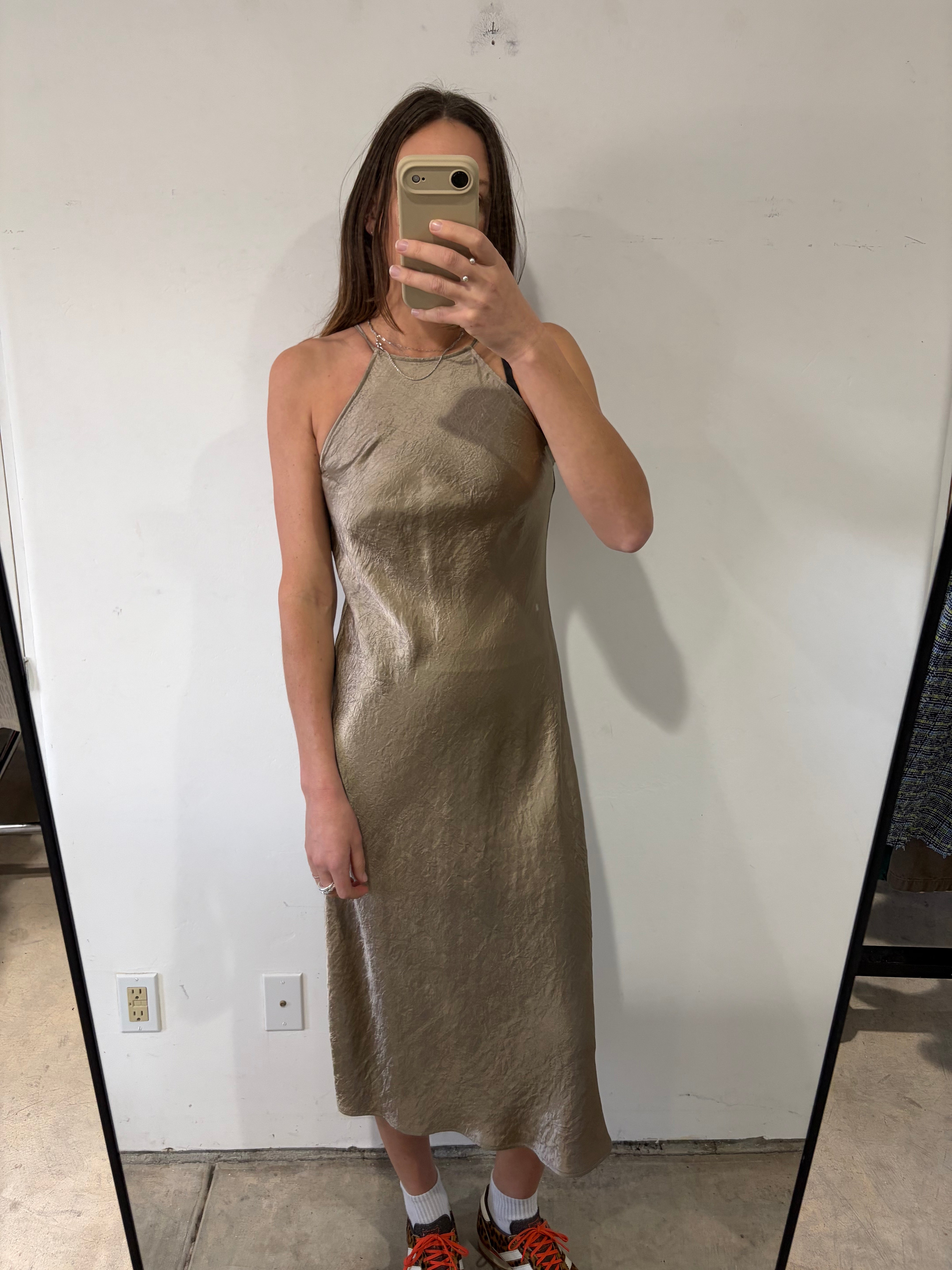 SAMPLE - HIGH NECK BIAS DRESS - LIGHT MAUVE