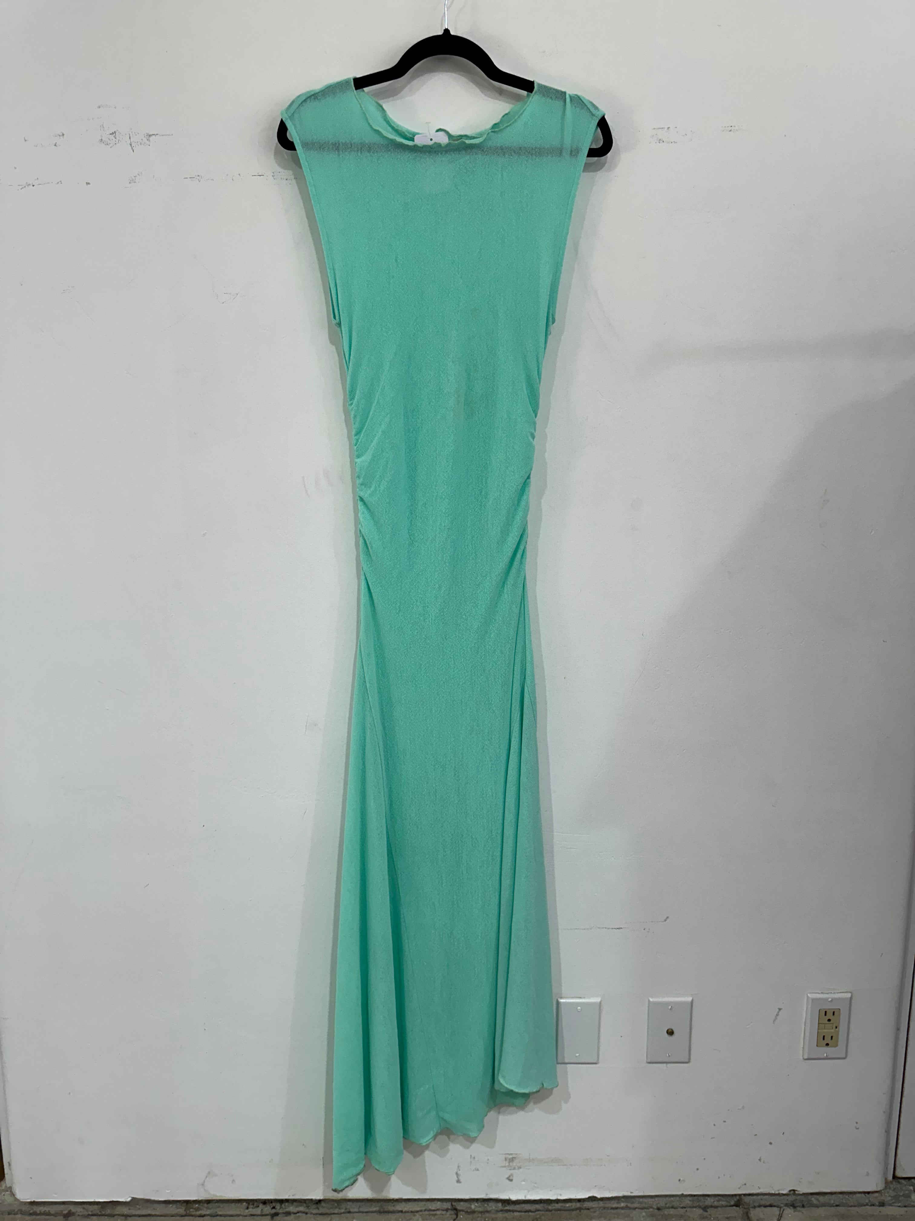 SAMPLE - MESH ASYMMETRIC RUCHED DRESS - MINT