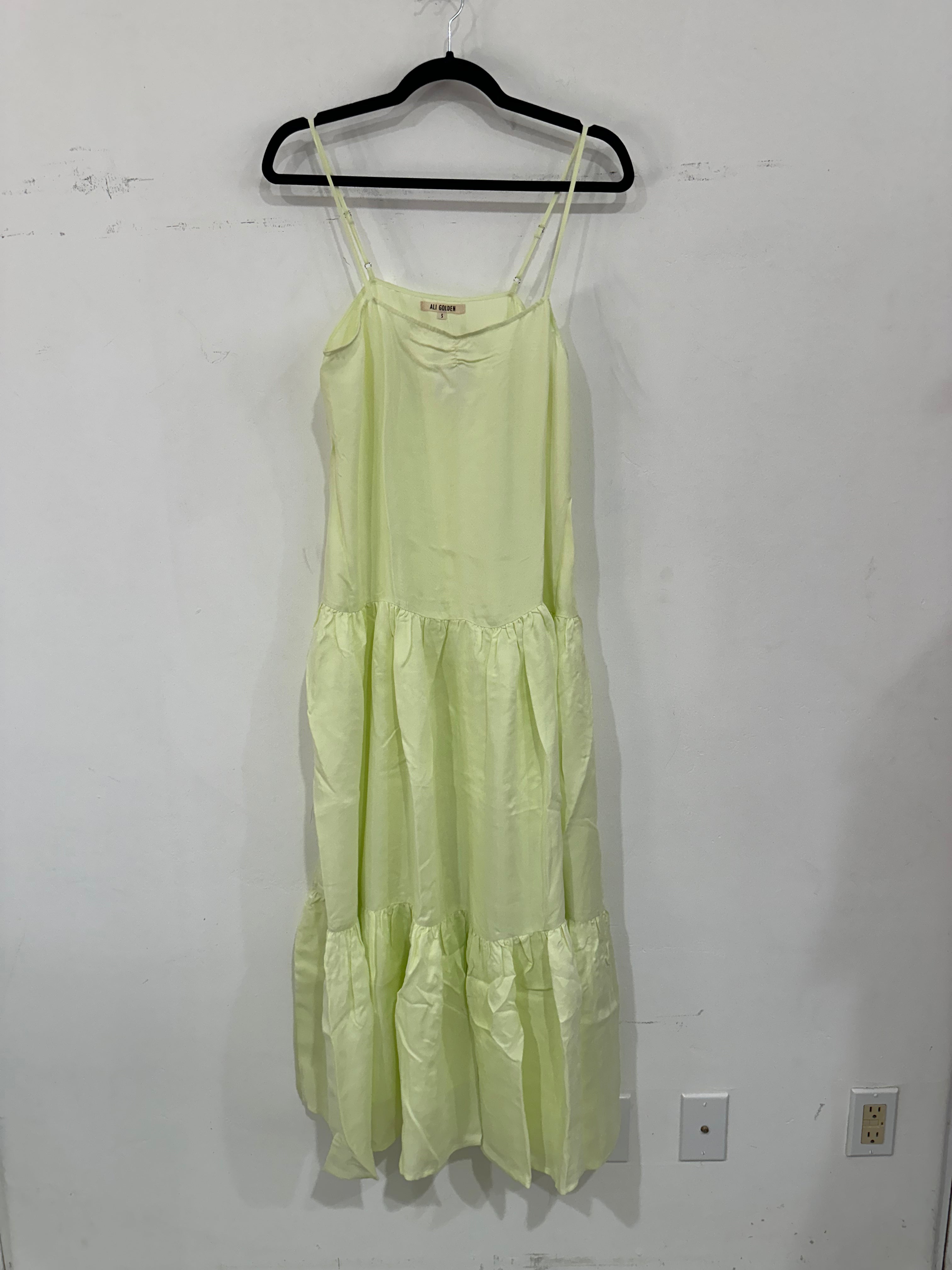 SAMPLE - CUPRO TIERED SLIP DRESS - LEMON