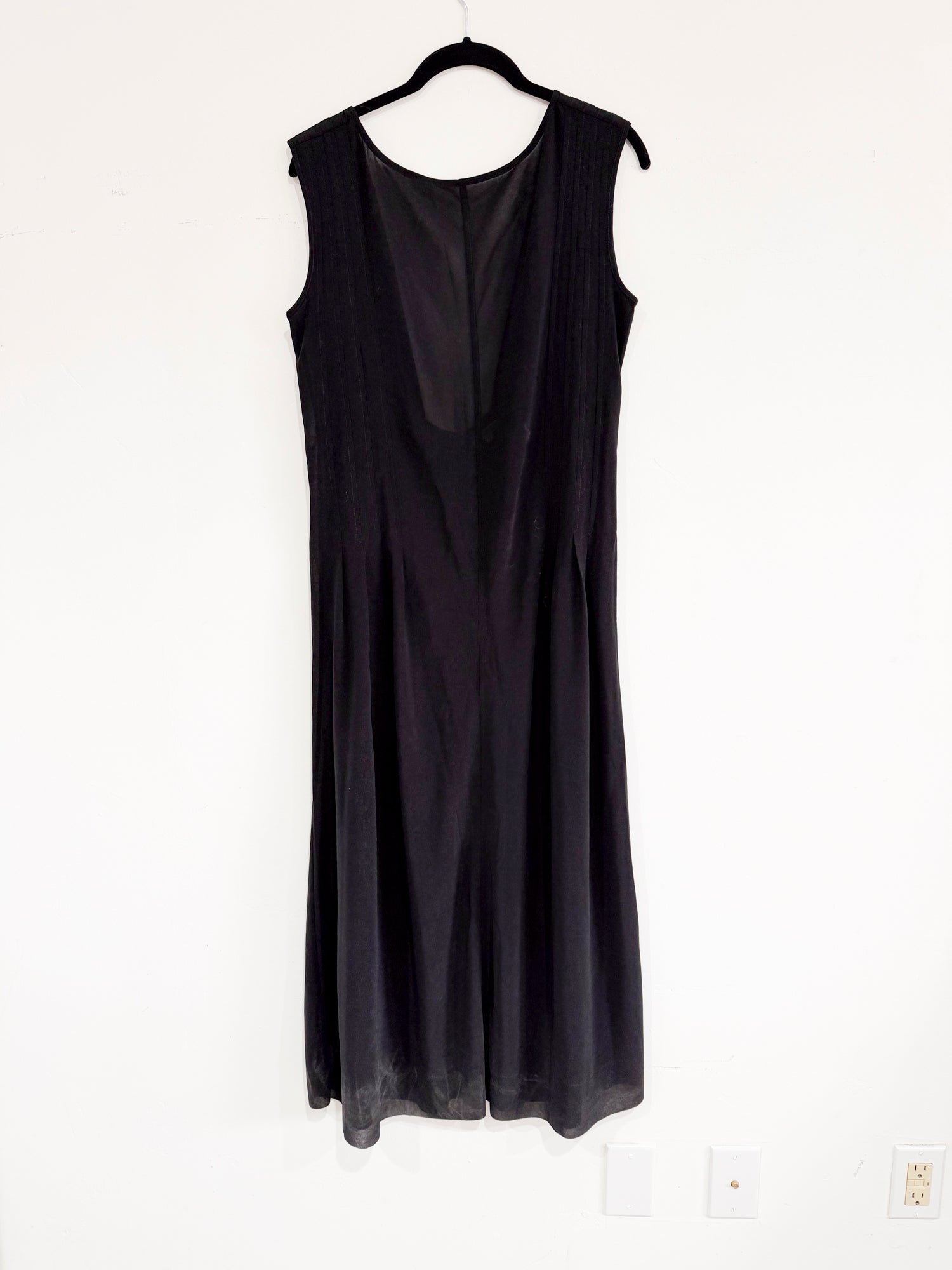 SAMPLE - PLEATED MESH HIGH NECK DRESS - BLACK