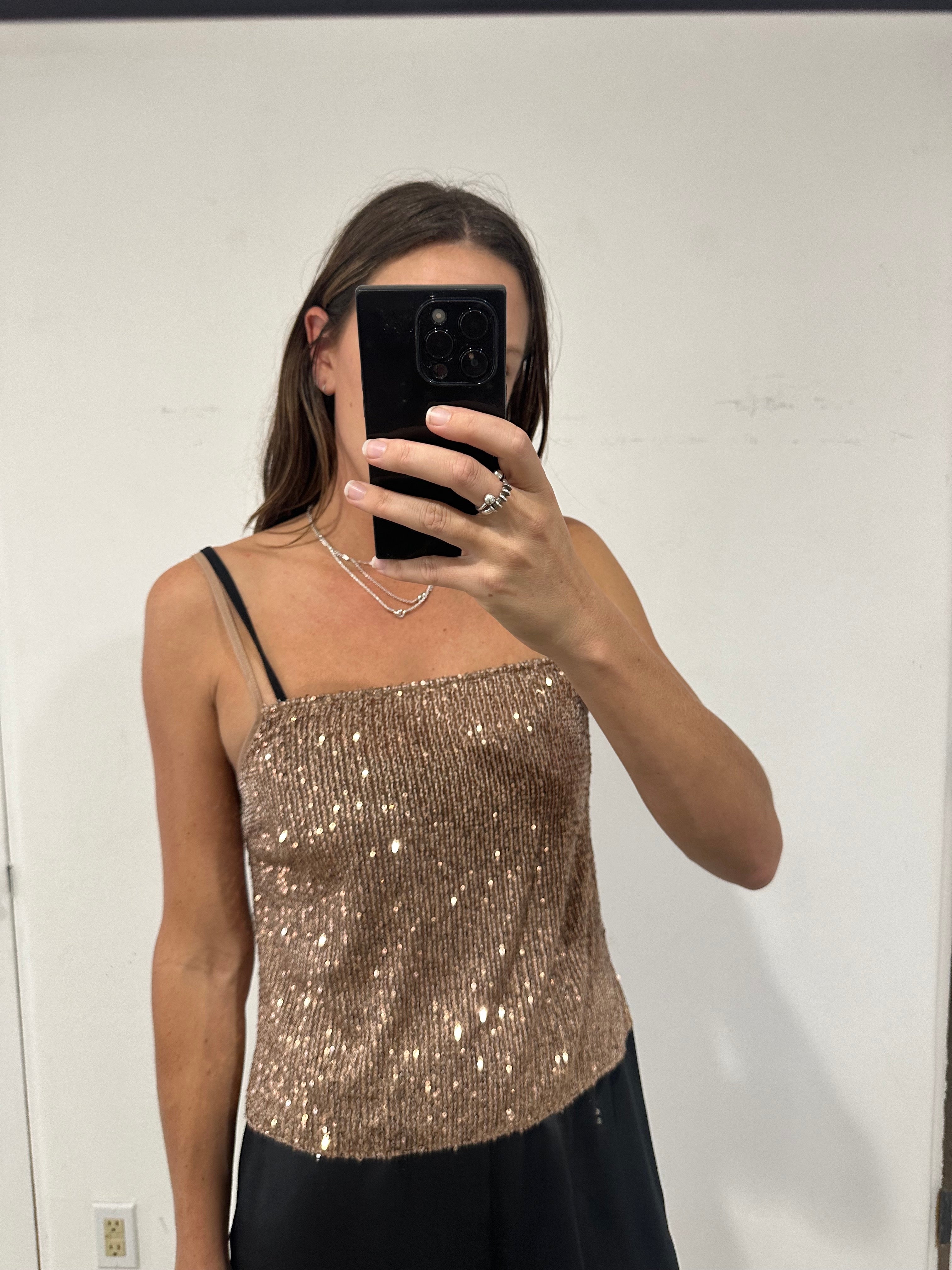 SAMPLE - SLIP TOP - TAUPE SEQUINS