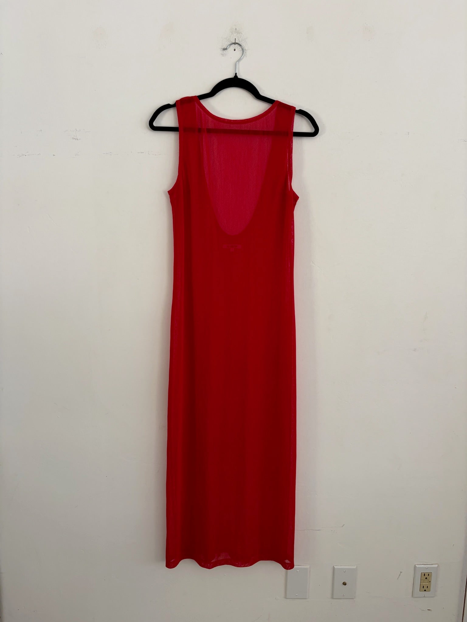 SAMPLE - MESH LOW BACK COLUMN DRESS - BRIGHT RED