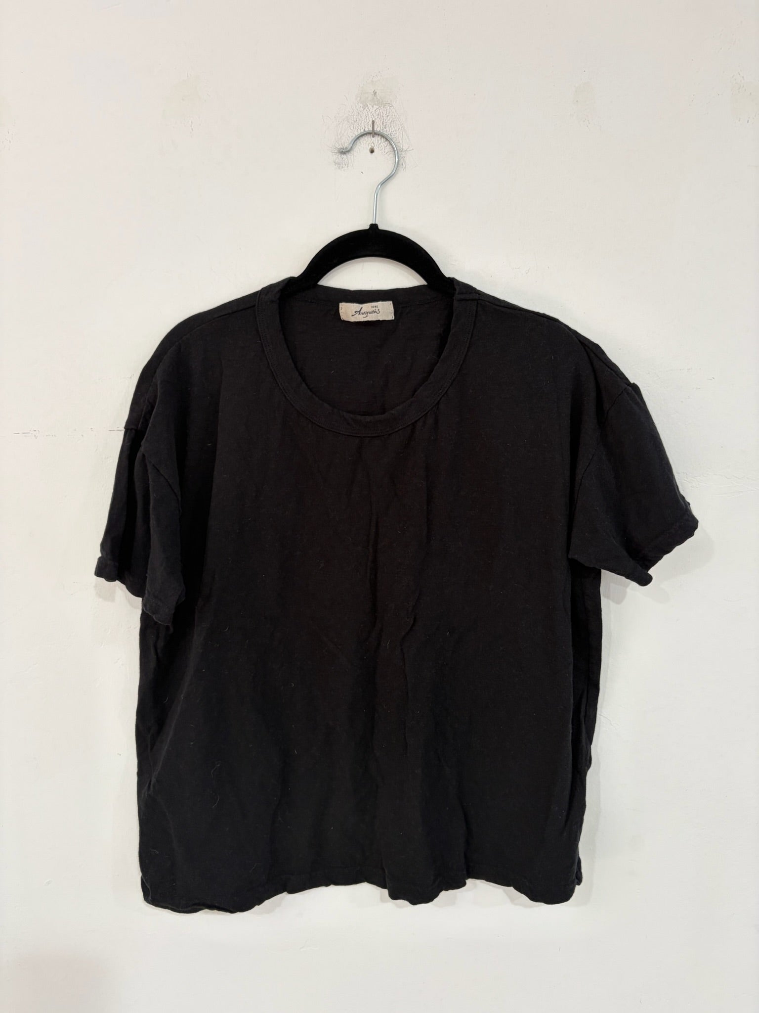 ICHI ANTIQUITES - KNIT COTTON T-SHIRT - BLACK