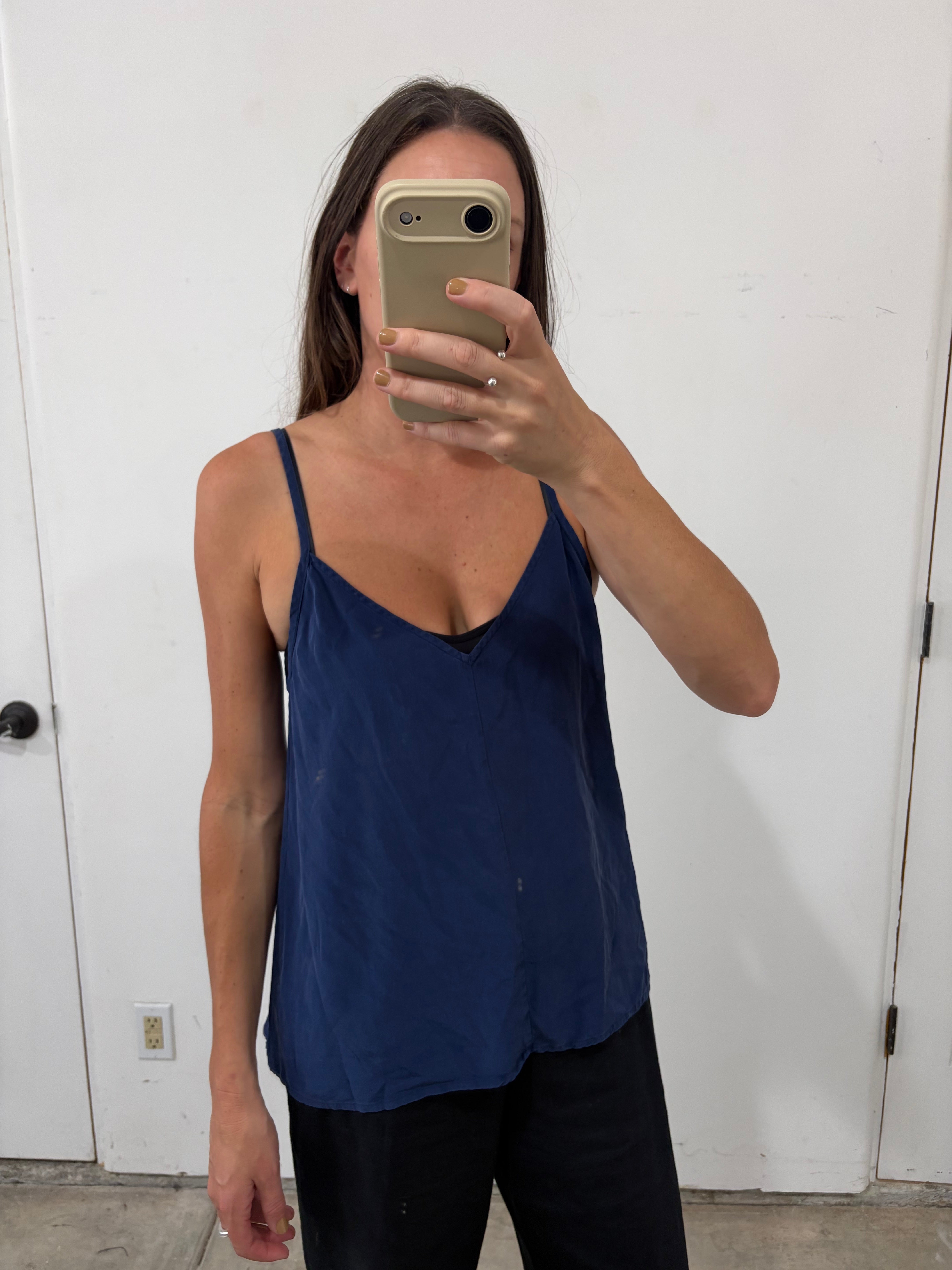 SAMPLE - CUPRO SLIP TOP - NAVY