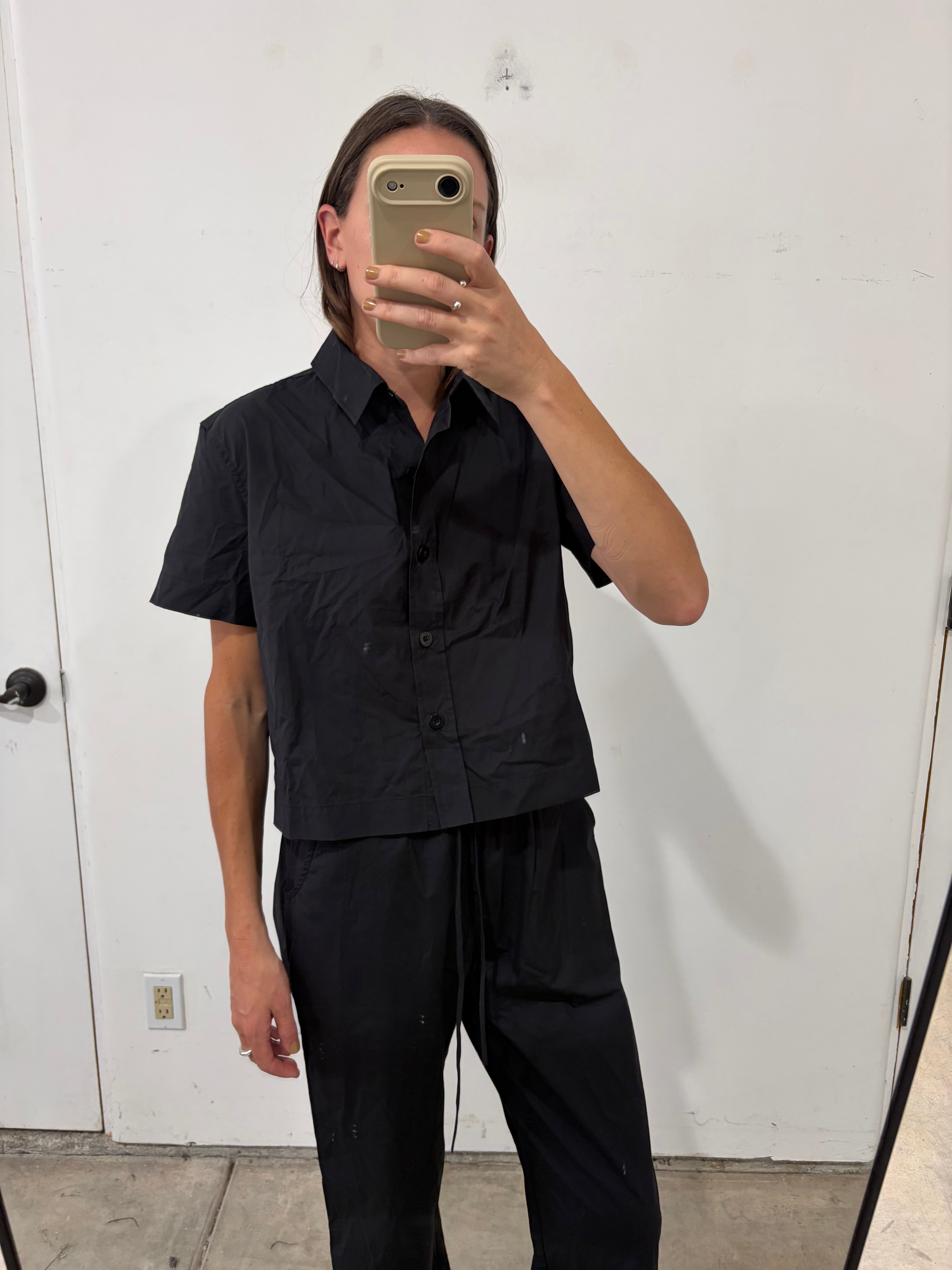 SAMPLE - BOXY BUTTON UP SHIRT - BLACK