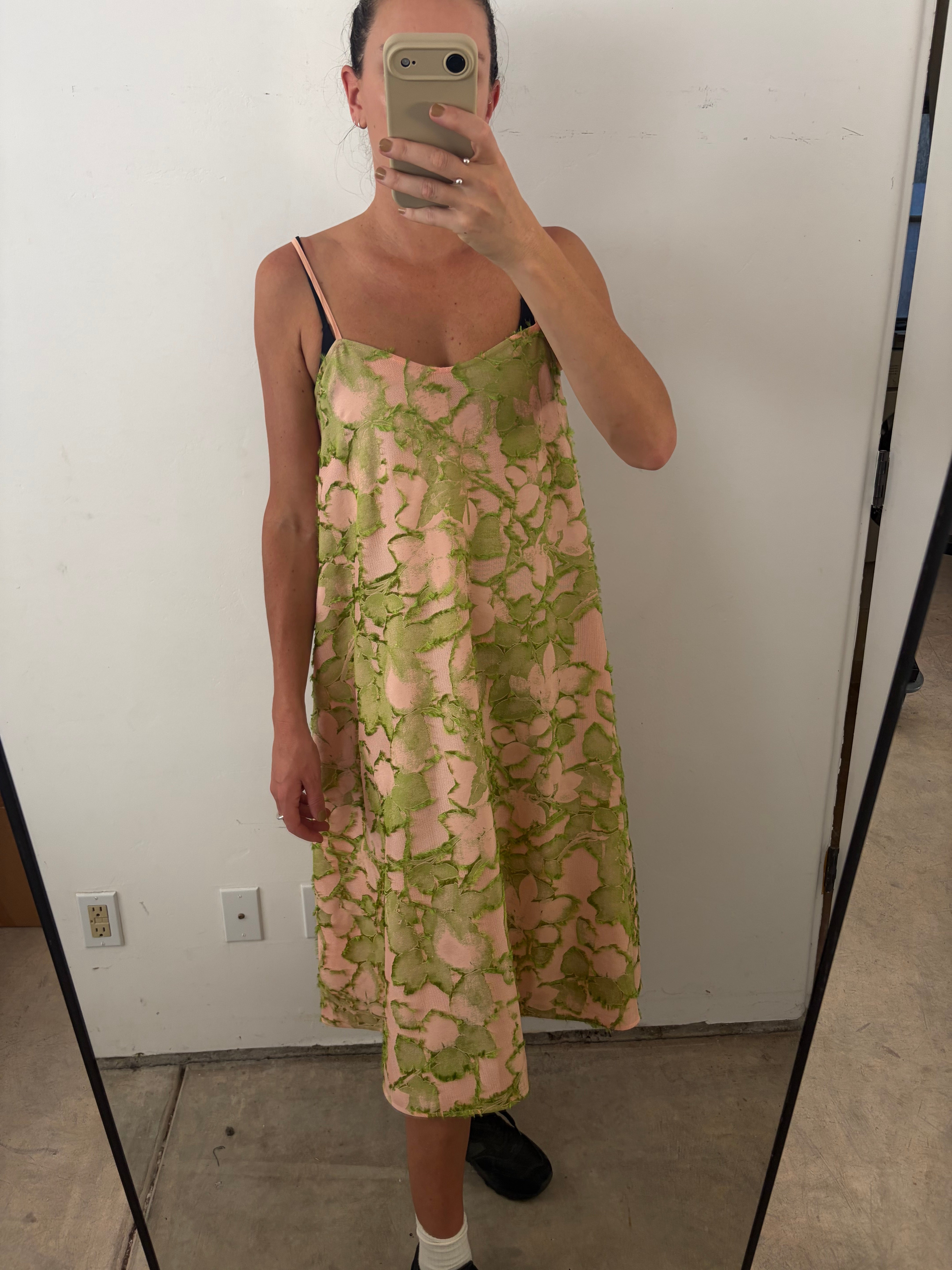 SAMPLE - FULL HEM DRESS- PINK/LIME FLOWER
