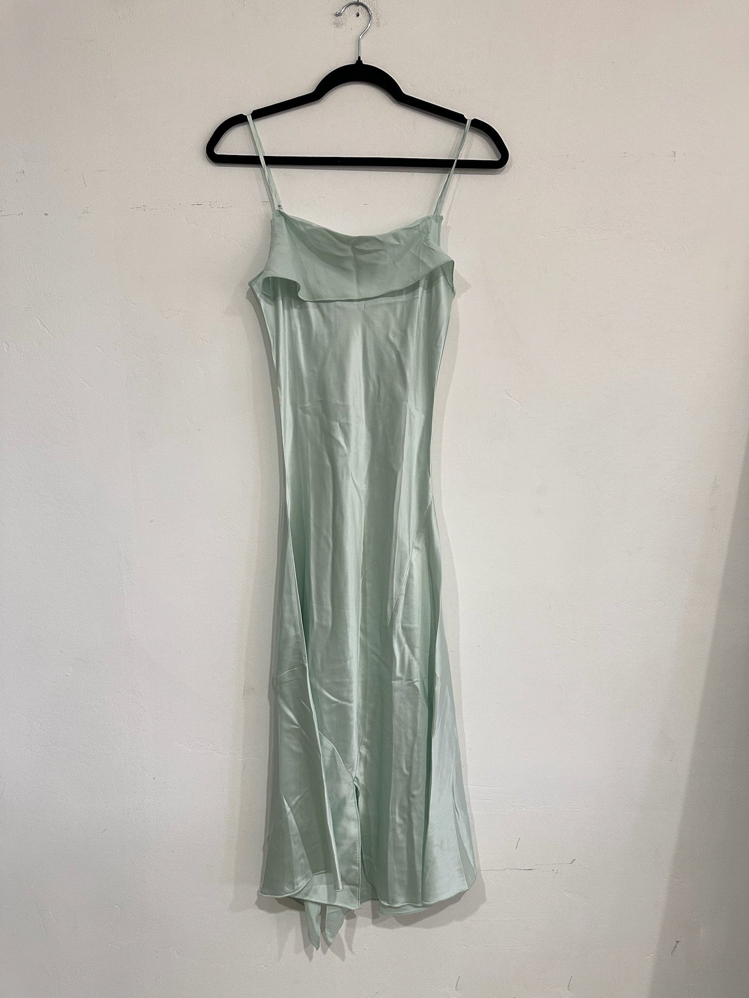 SAMPLE - SILK ASYMMETRICAL TANK DRESS - LIGHT MINT