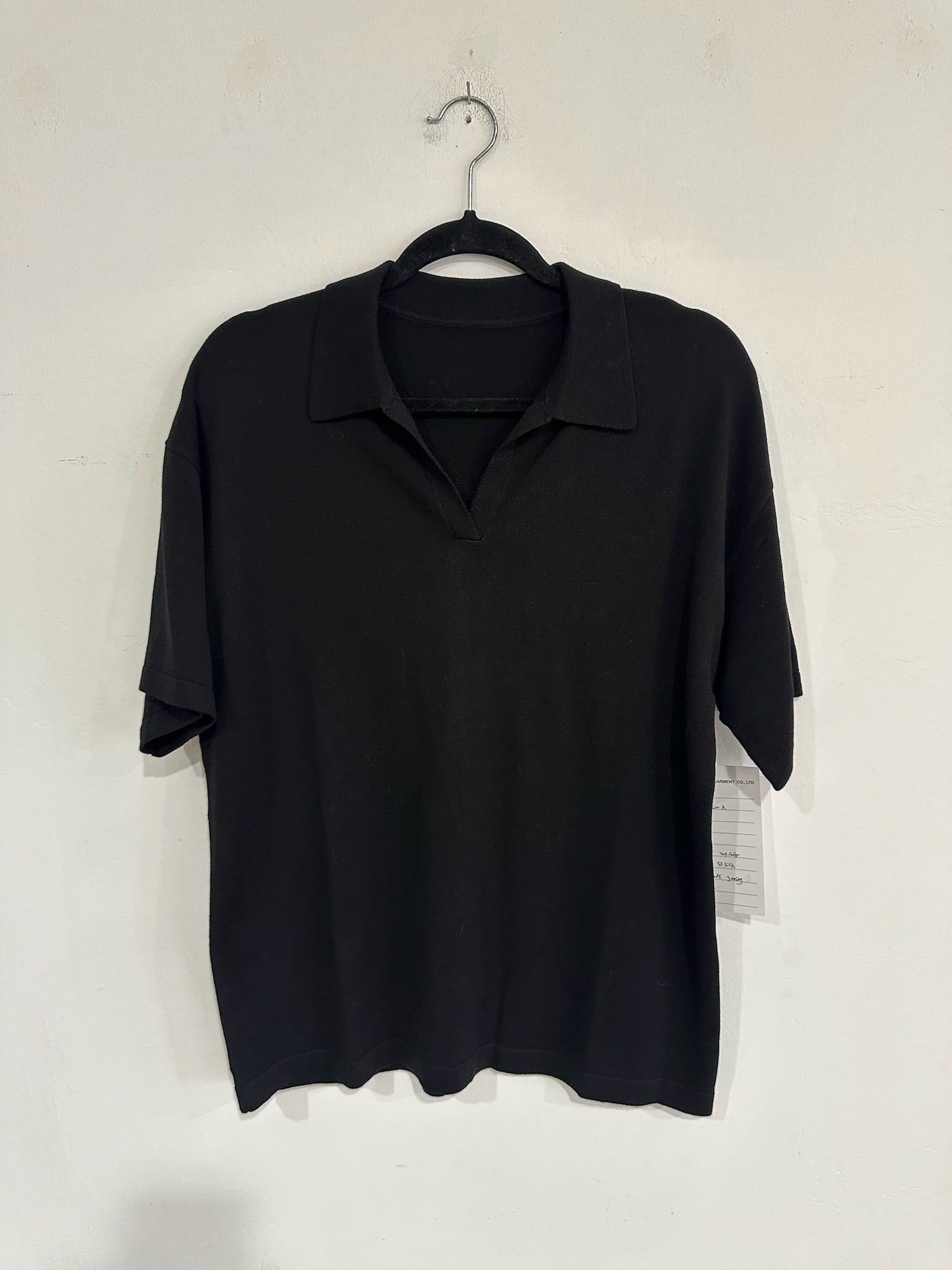 SAMPLE - OVERSIZED COLLARED KNIT SHIRT - BLACK