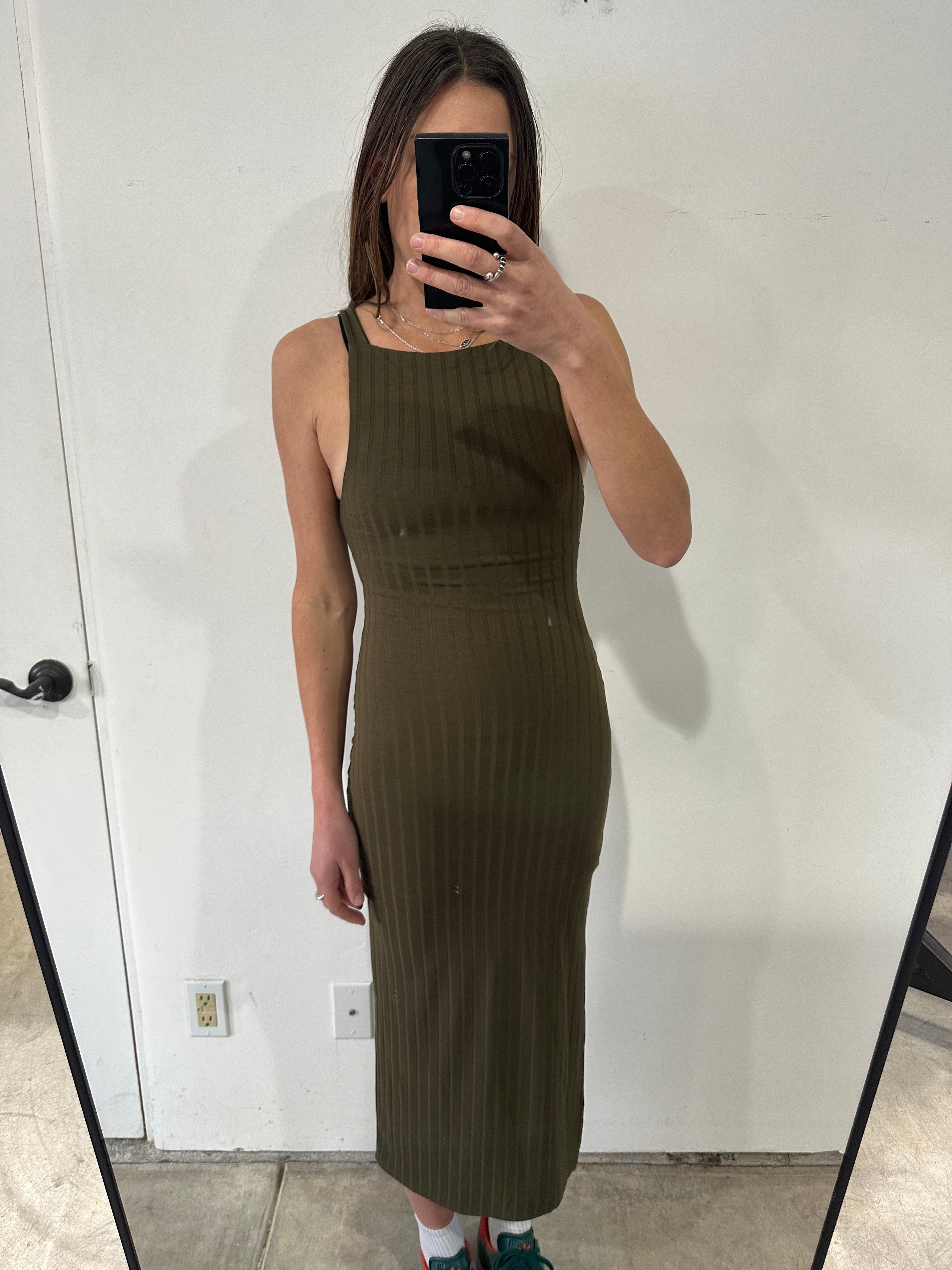 SAMPLE - HIGH NECK RIBBED DRESS - BLUE