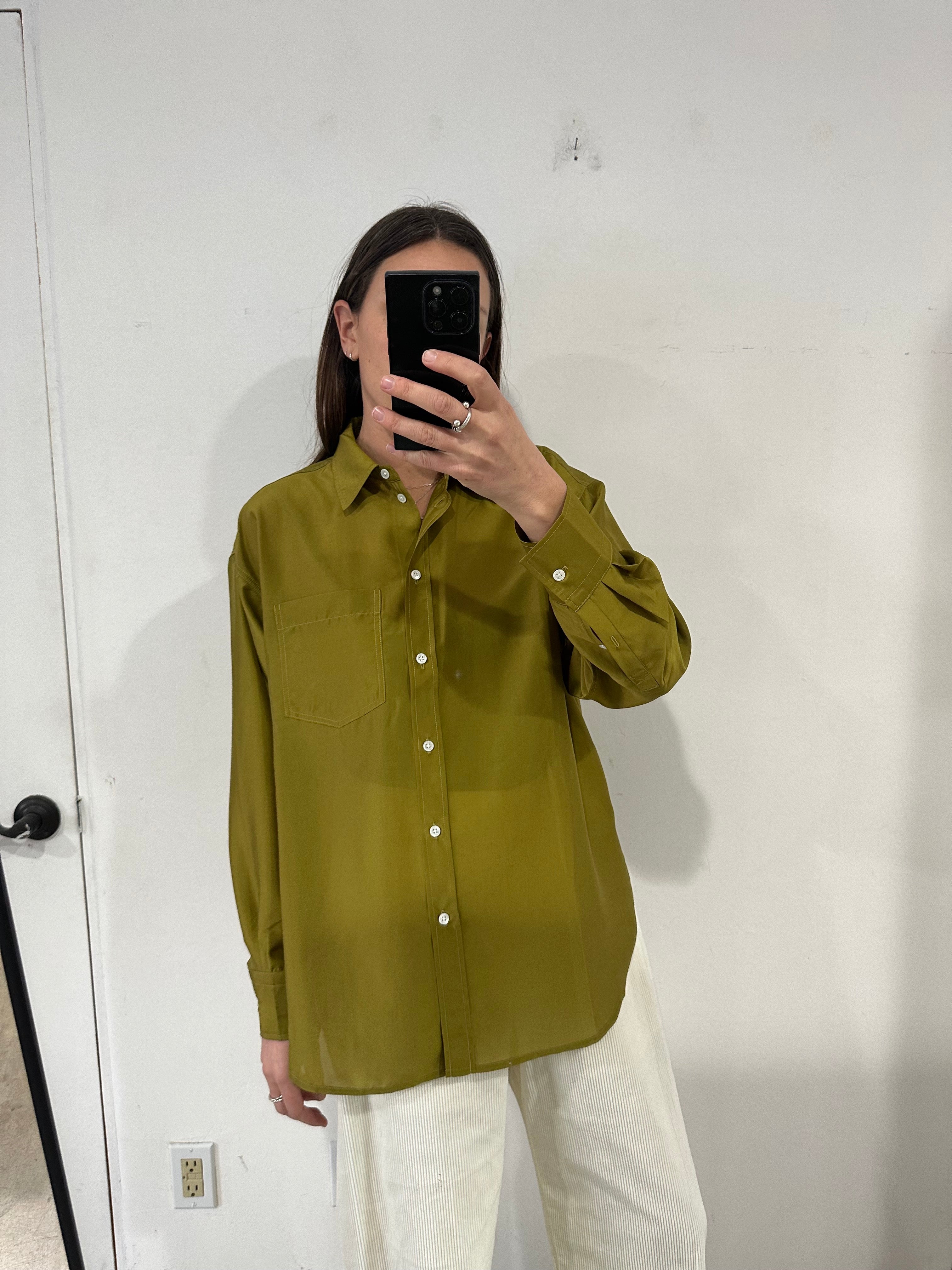 SAMPLE - OVERSIZED BUTTON DOWN - CHARTREUSE