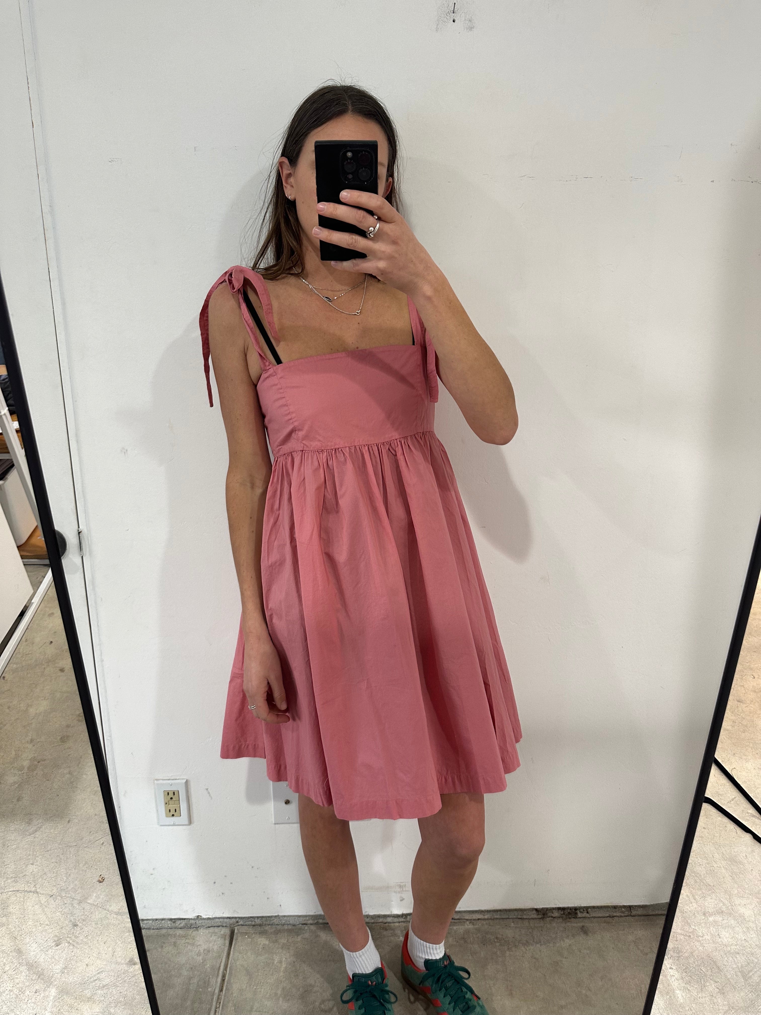 SAMPLE - TIE STRAP MINI DRESS - DUSTY PINK