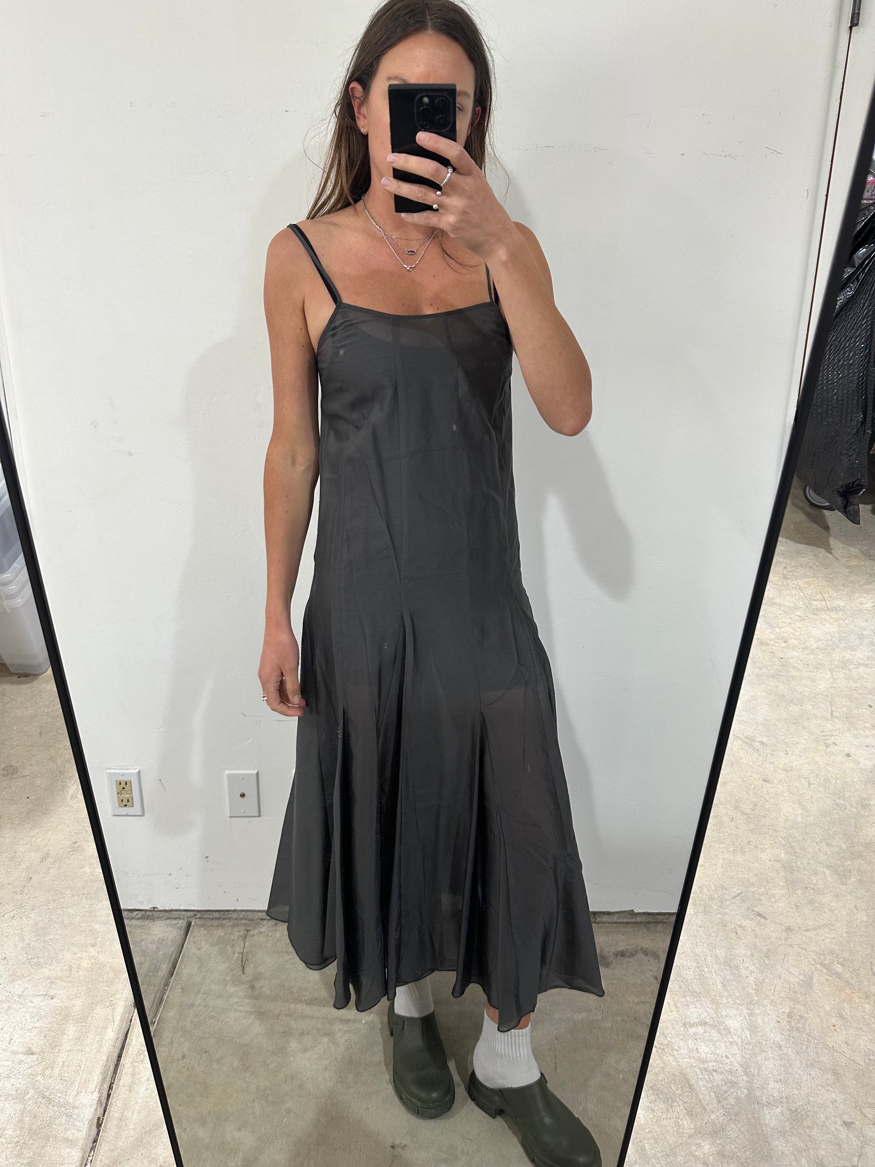 SAMPLE - PANELED SHEER DRESS - SHADOW