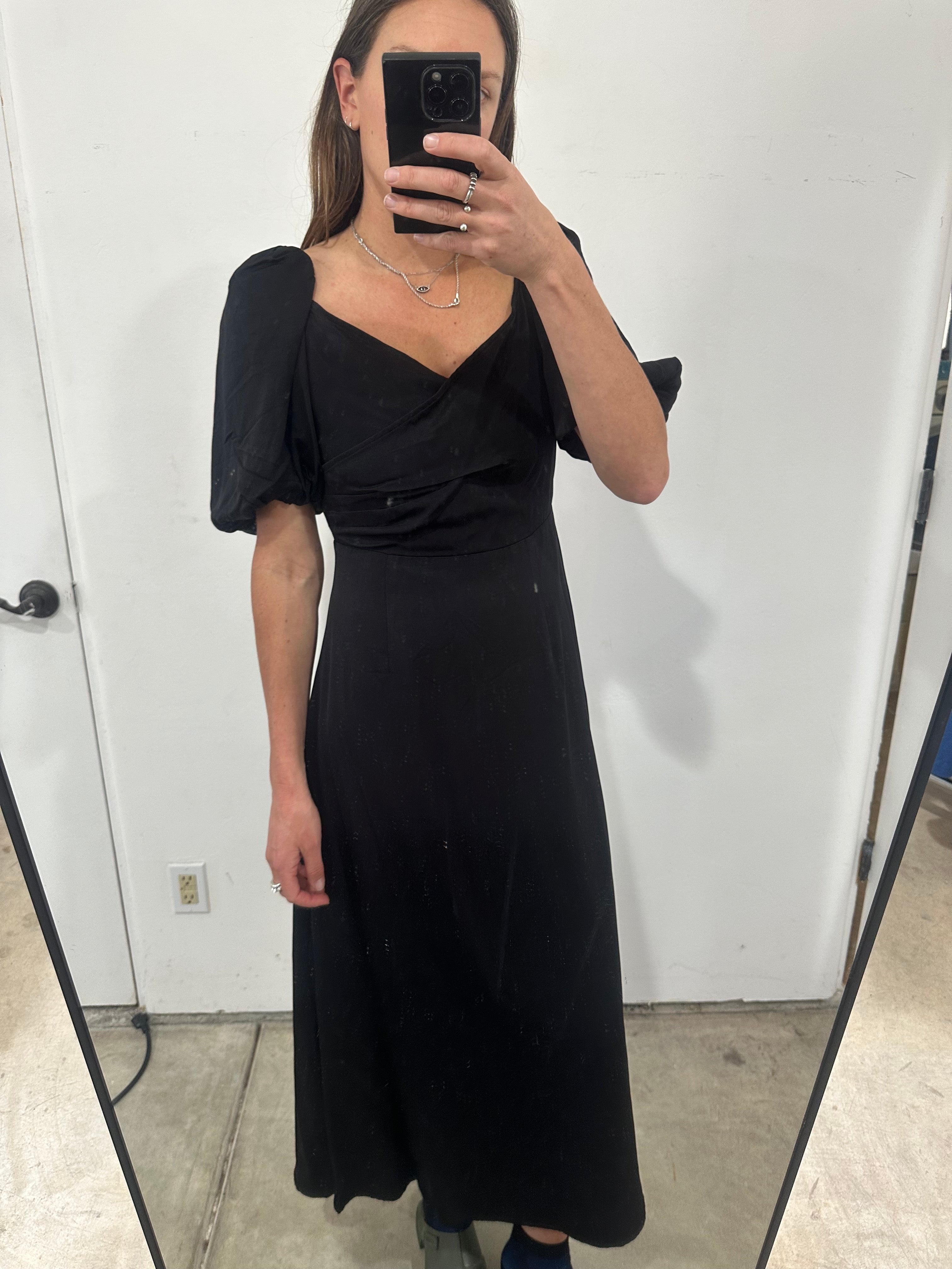 SAMPLE - CROSS FRONT DRESS - BLACK