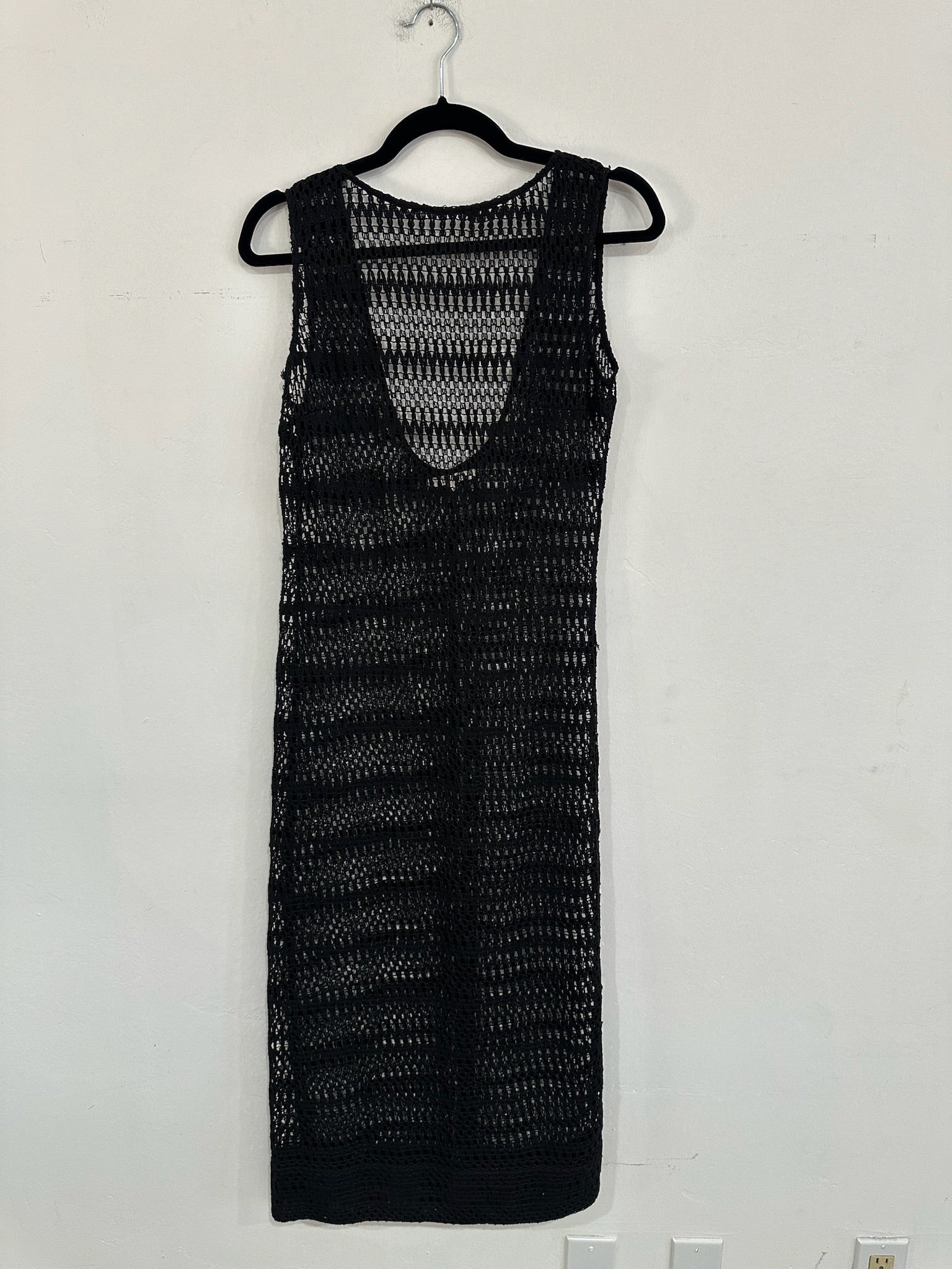 SAMPLE - LOW BACK COLUMN DRESS - BLACK CROCHET