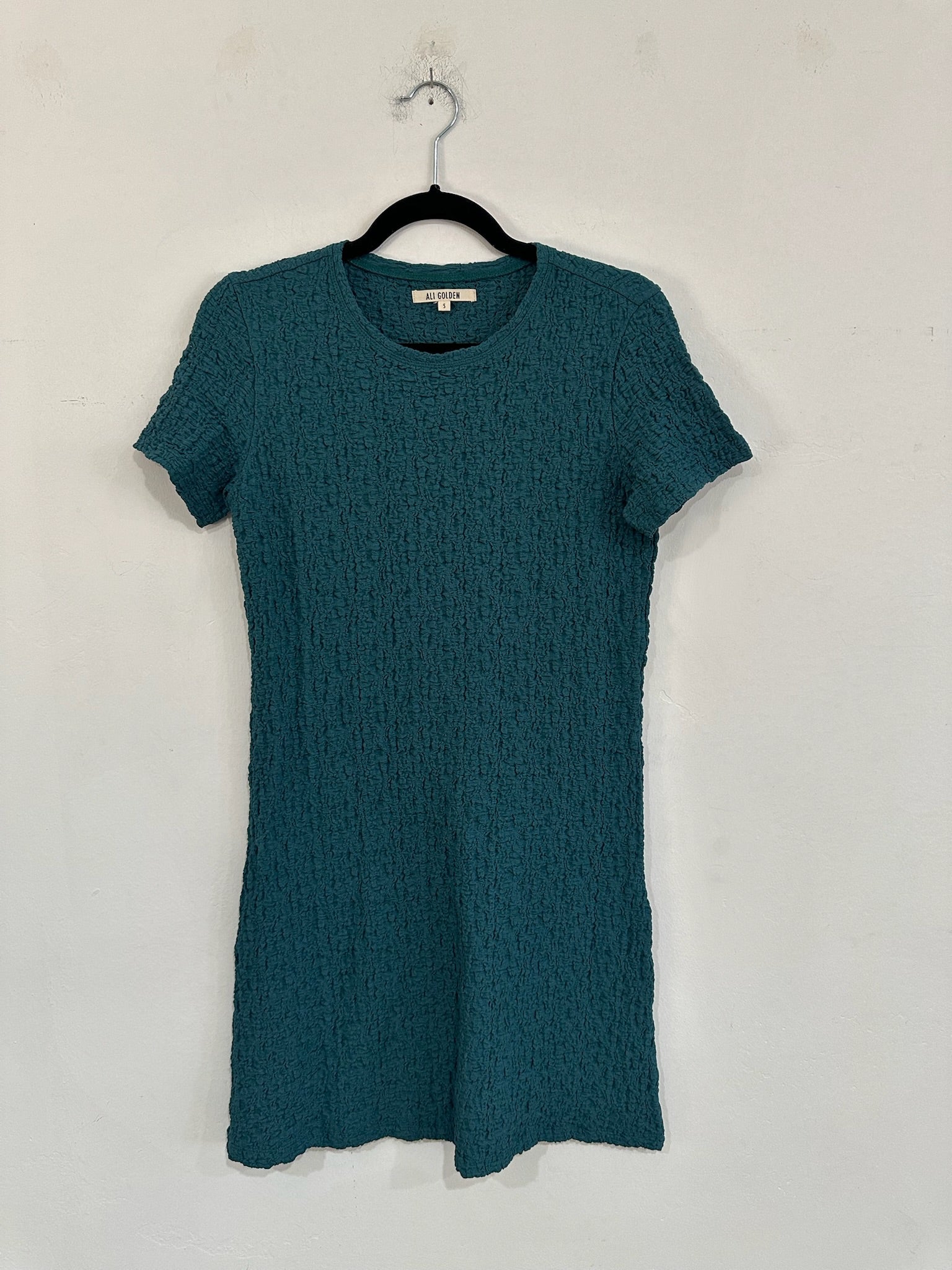 SAMPLE - TEXTURED T-SHIRT MINI DRESS DRESS - DEEP TEAL
