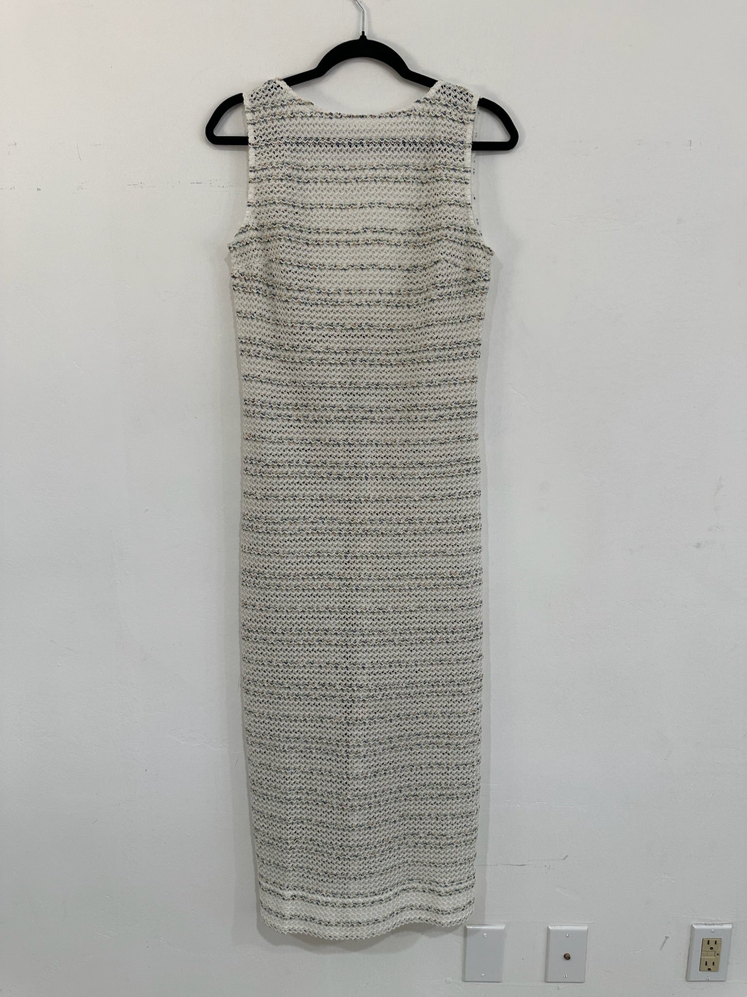 SAMPLE - LOW BACK COLUMN DRESS - CREAM/BLUE