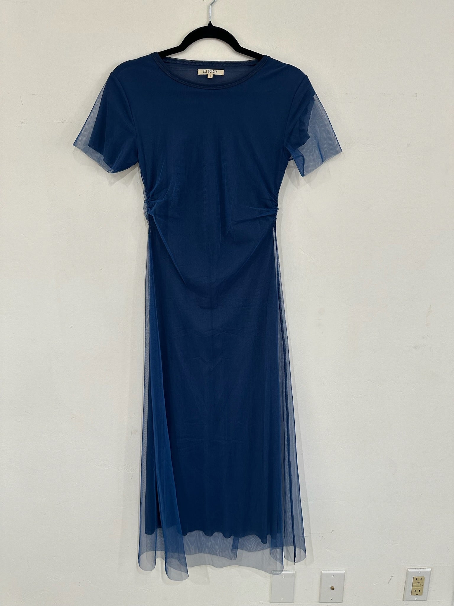 SAMPLE - FITTED MESH T-SHIRT DRESS - NAVY