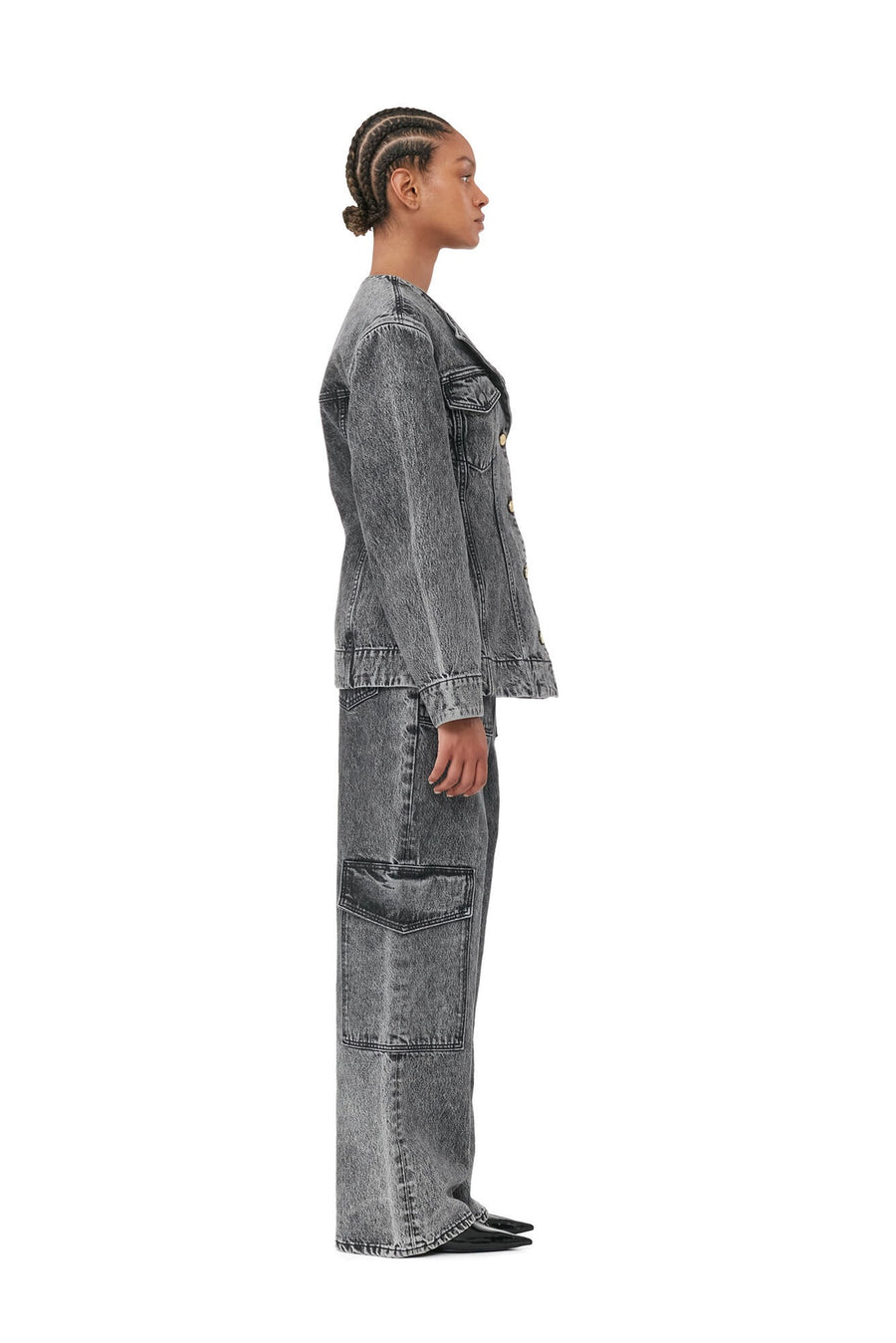 SNOW WASHED DENIM ANGI JEANS - WASHED BLACK