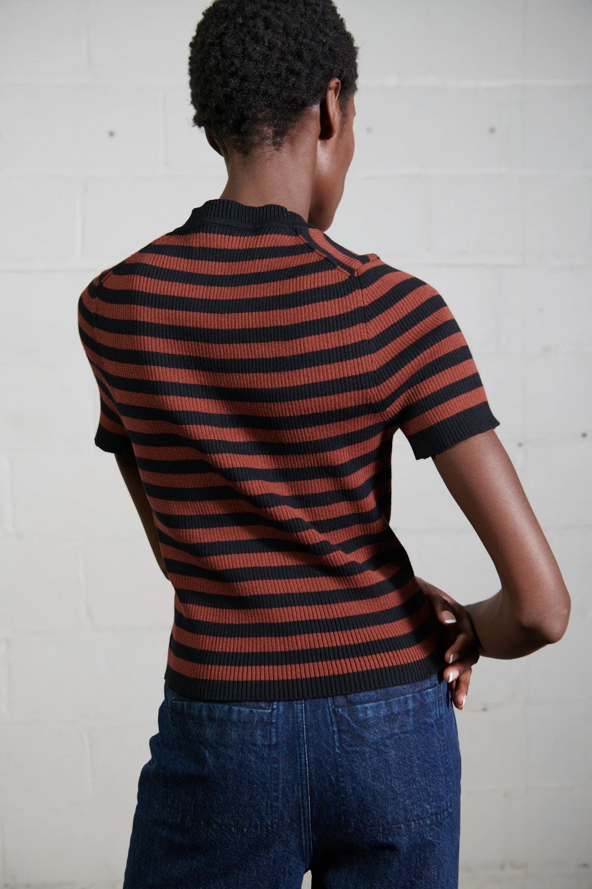 JONES RIBBED TEE - CACAO STRIPE