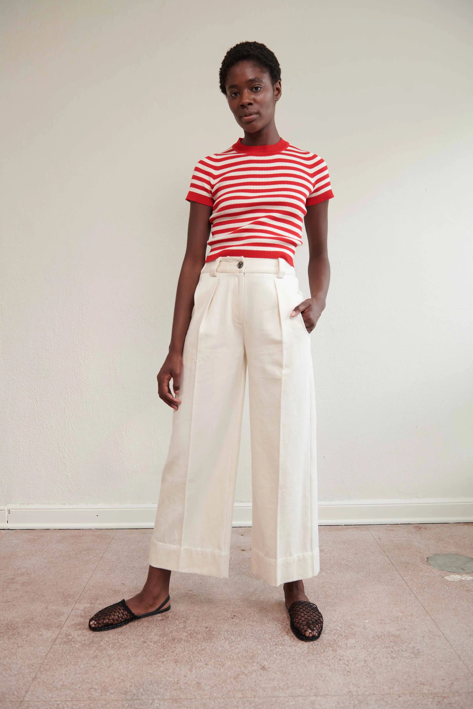 JONES RIBBED TEE - PIQUILLO STRIPE