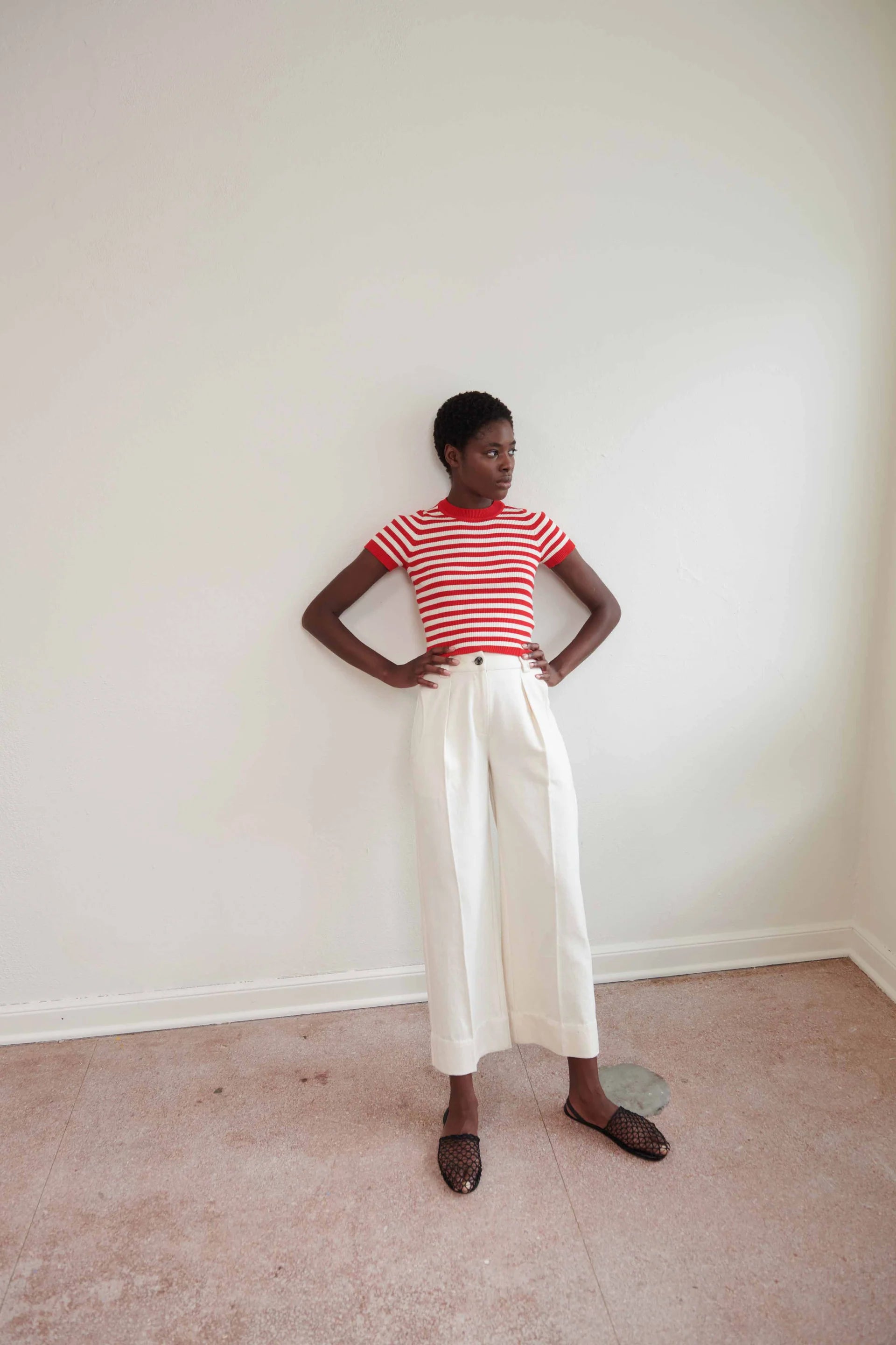 JONES RIBBED TEE - PIQUILLO STRIPE