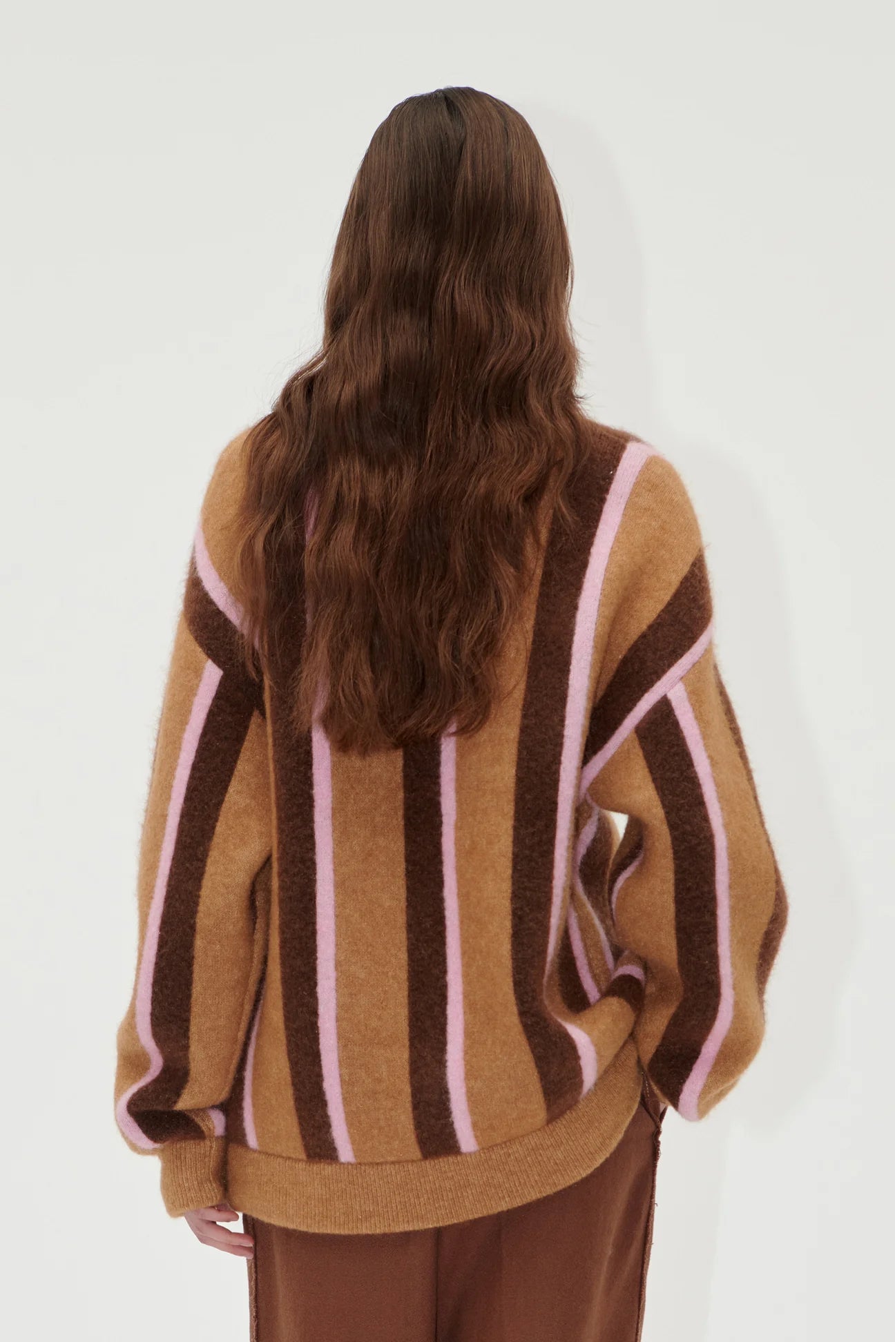 LONG SLEEVE CARDIGAN - COCOA STRIPES