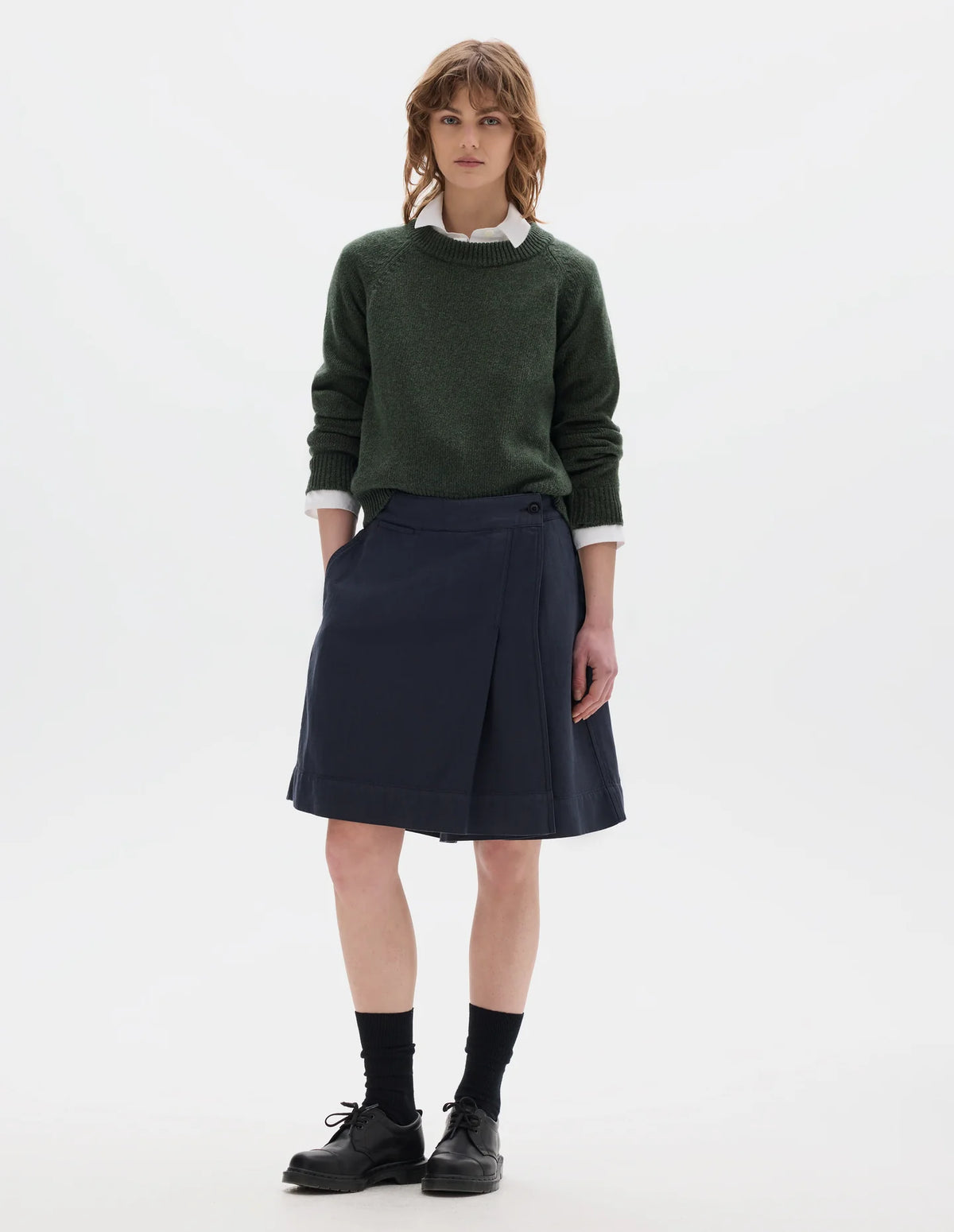 SPORT SKIRT COTTON LINEN TWILL - NAVY