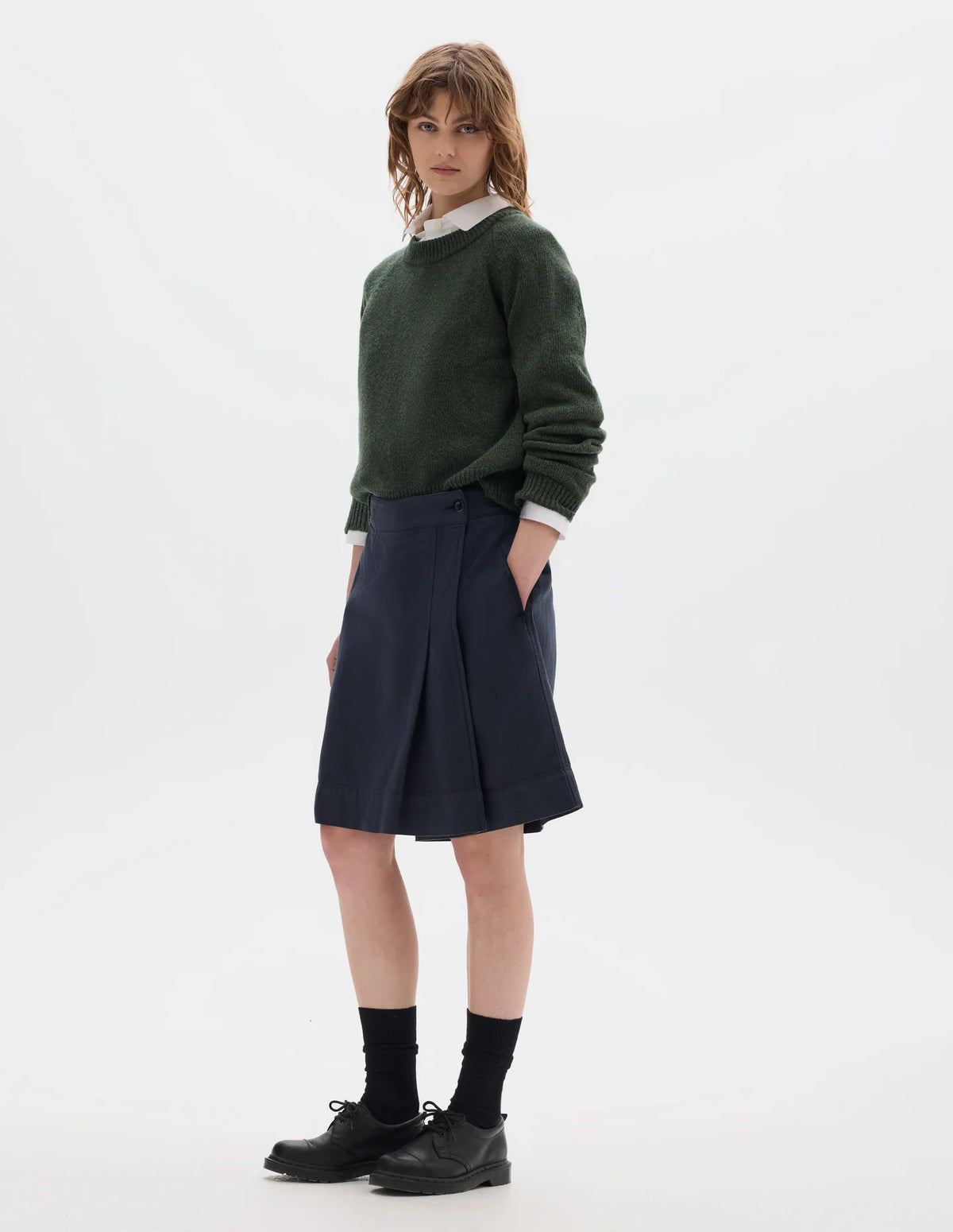 SPORT SKIRT COTTON LINEN TWILL - NAVY