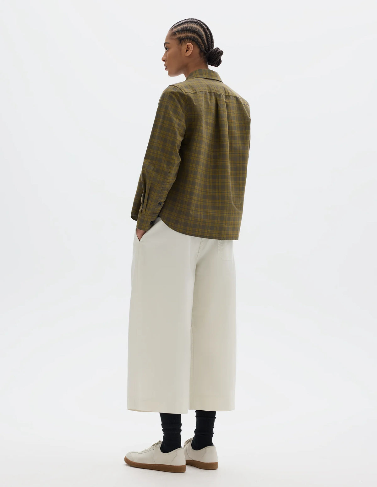TONAL COTTON CHECK SHIRT - KHAKI/CUMIN