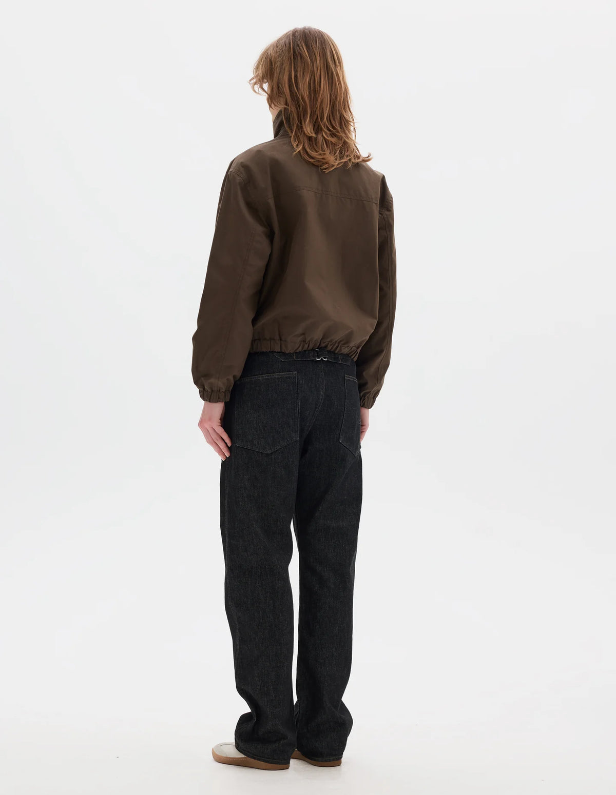 ZIP THROUGH JACKET WASHED COTTON CANVAS - COCOA